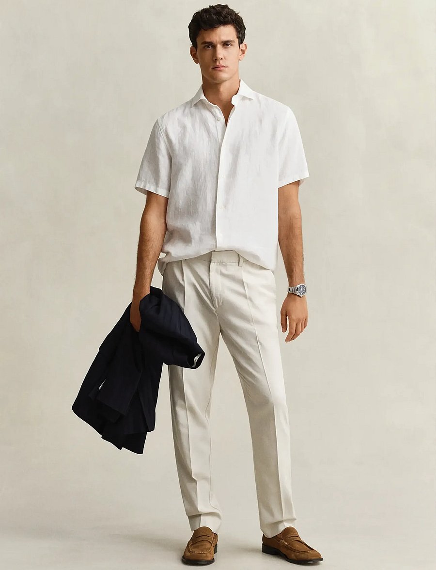 Gant - SLIM SMART COT/LYOCELL PANTS - anzugshosen - sand - 5