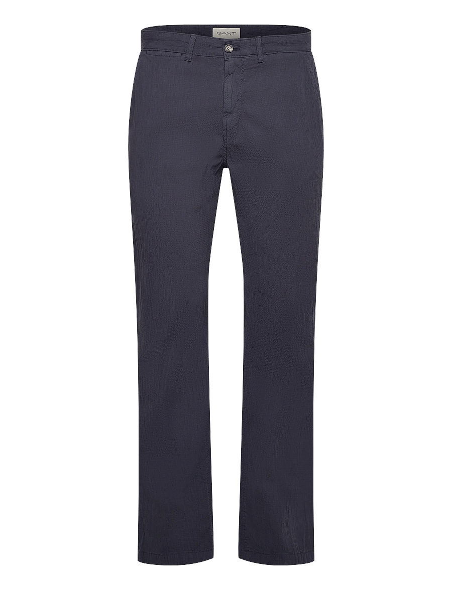 Gant - REG GMNT DYED SEERSUCKER PANTS - pantalons décontractés - evening blue - 1