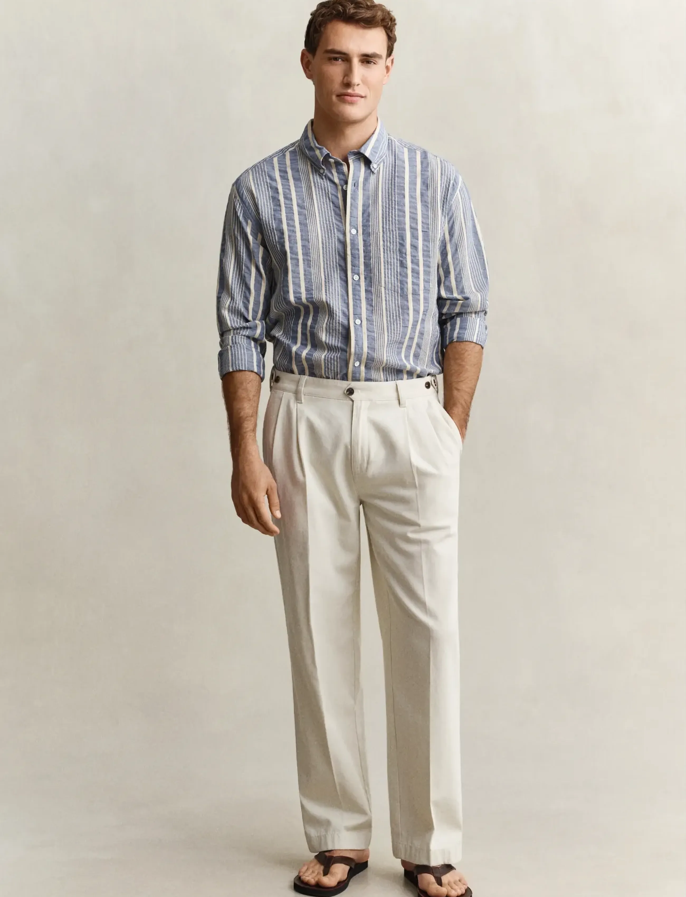 Gant Rel Light Canvas Chinos, 34, Trousers, Creme - Formal, Männerswear
