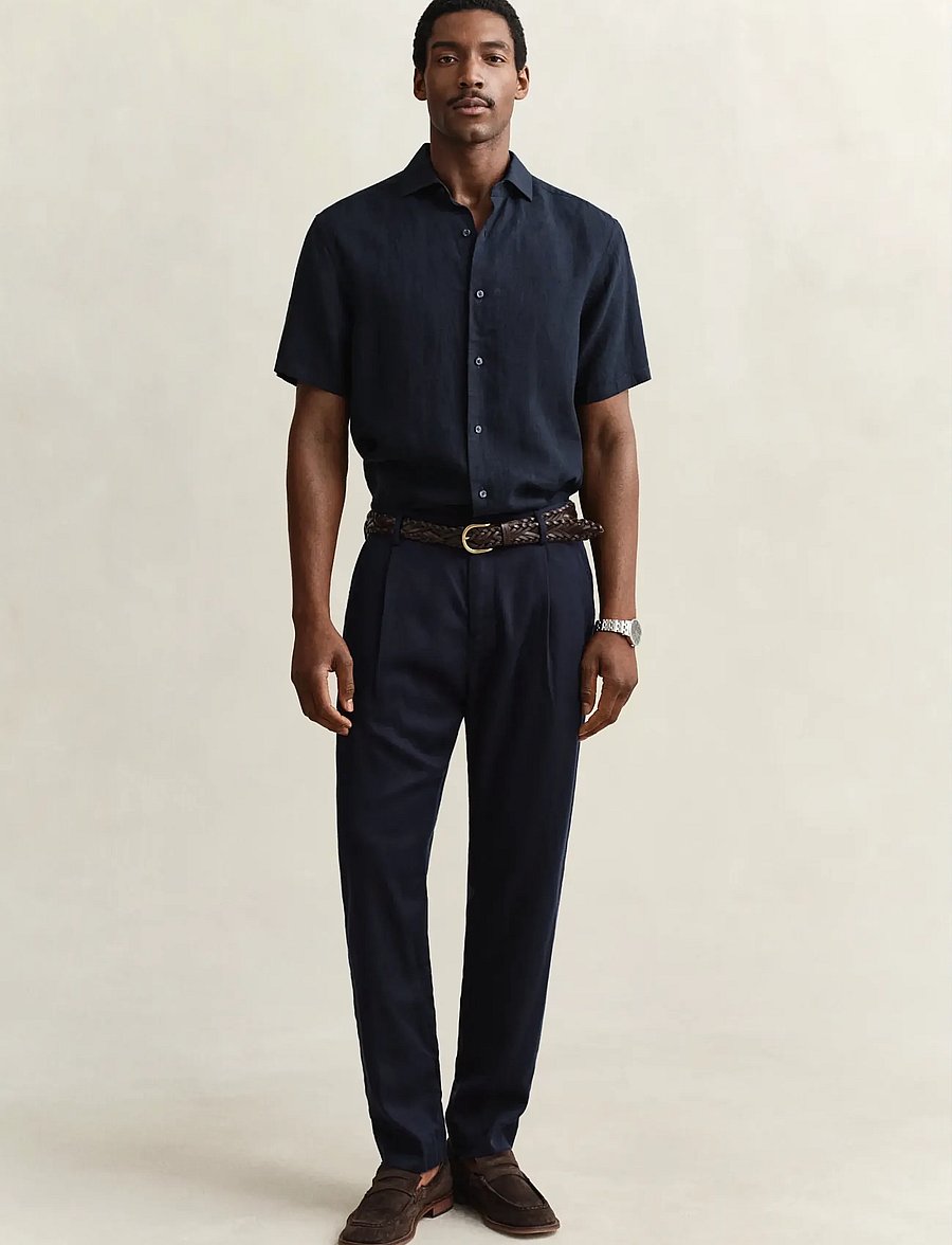 Gant - REG LYOCELL PANTS - ikdienas bikses - evening blue - 0