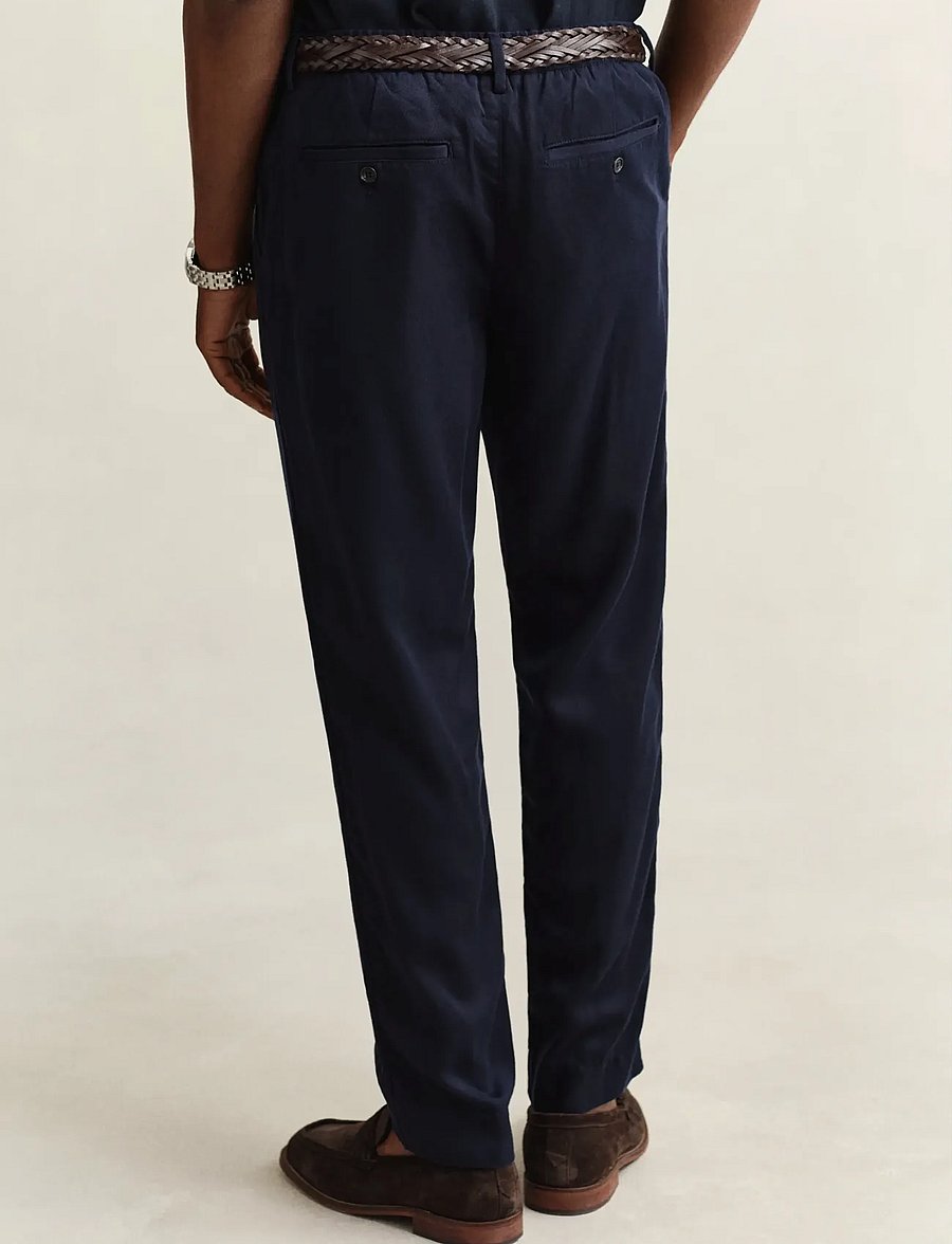 Gant - REG LYOCELL PANTS - ikdienas bikses - evening blue - 2