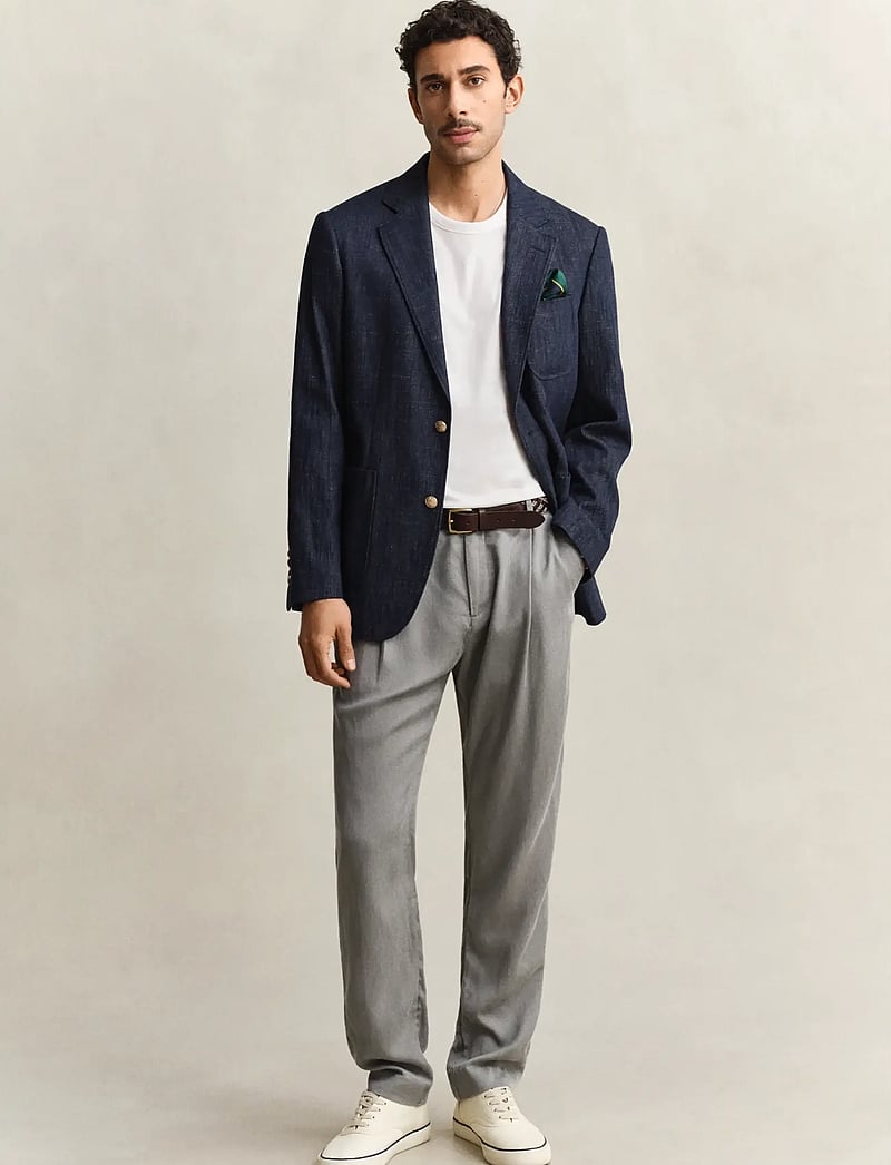 GANT - REG LYOCELL PANTS - casual trousers - pewter grey - 4