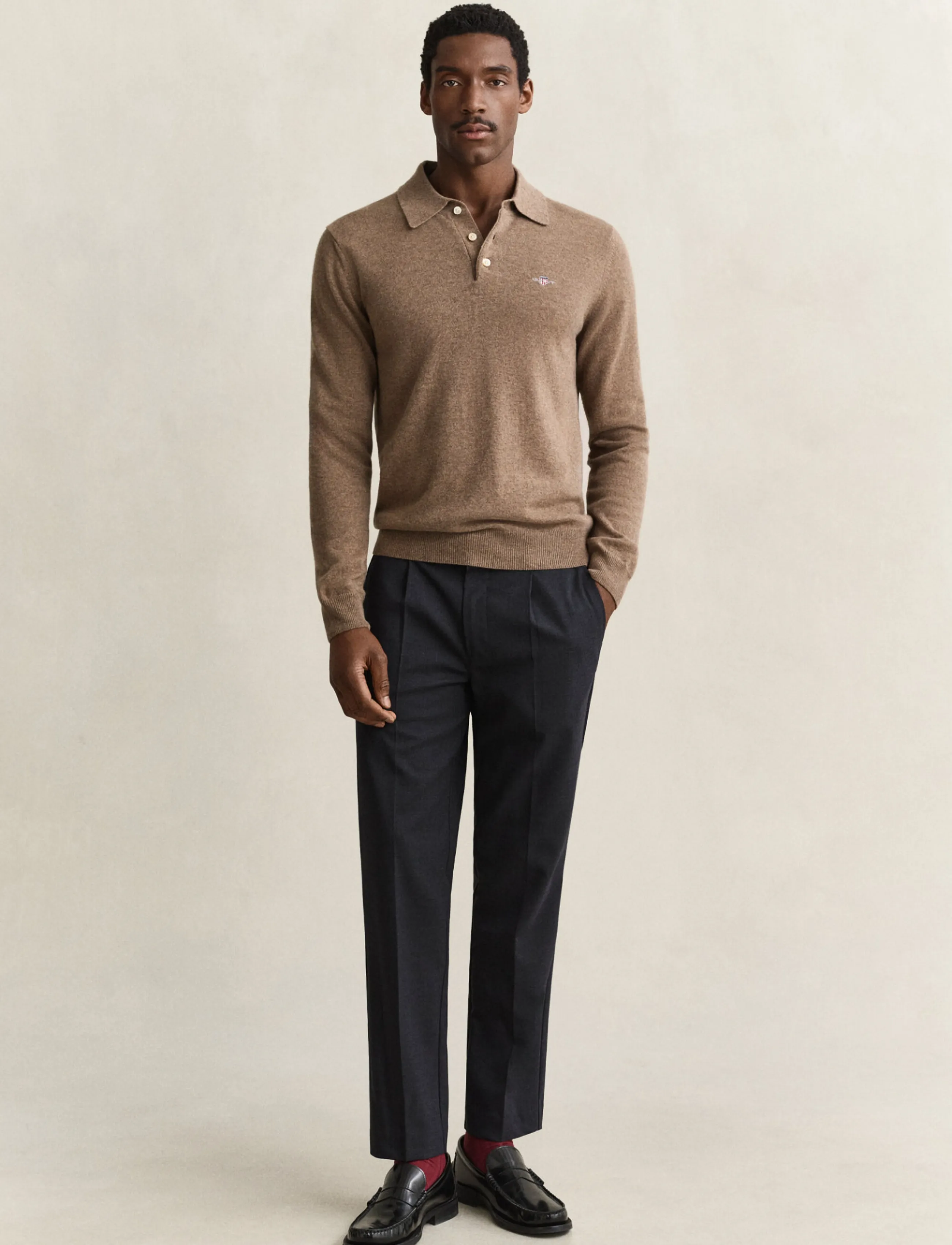 Gant - TAPERED WOOL PANTS - kostymbyxor - black grey - 1