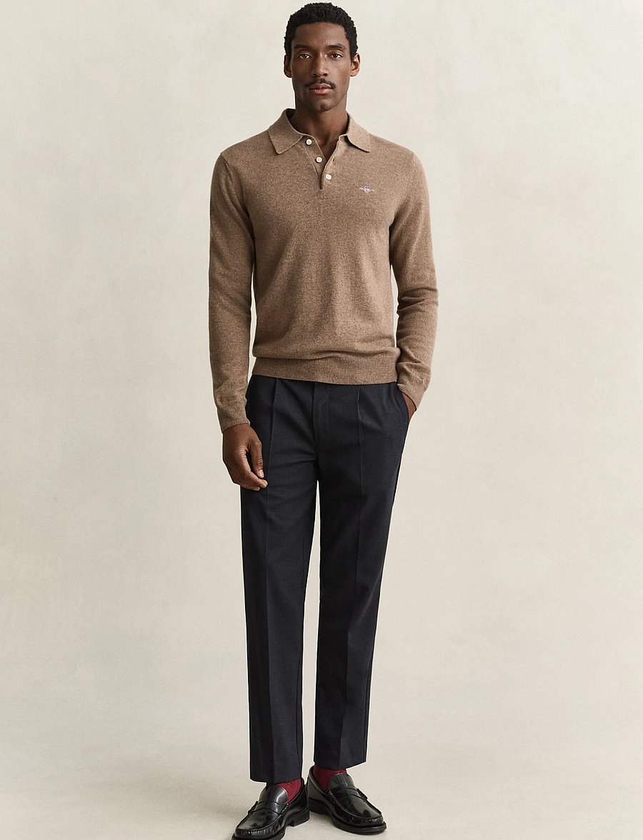 Gant - TAPERED WOOL PANTS - kostymbyxor - black grey - 1