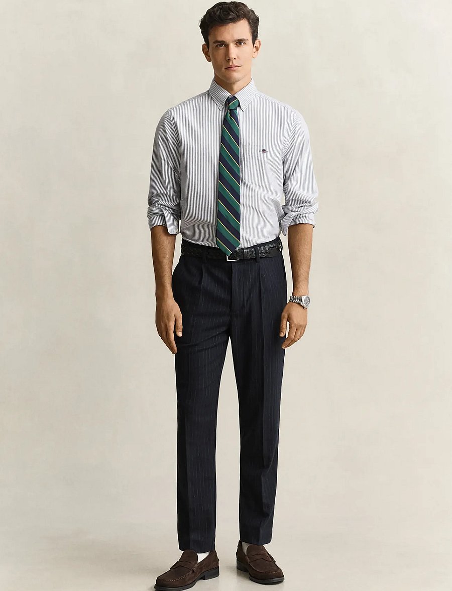 Gant - TAPERED WOOL FLANNEL PANTS - evening blue - 0