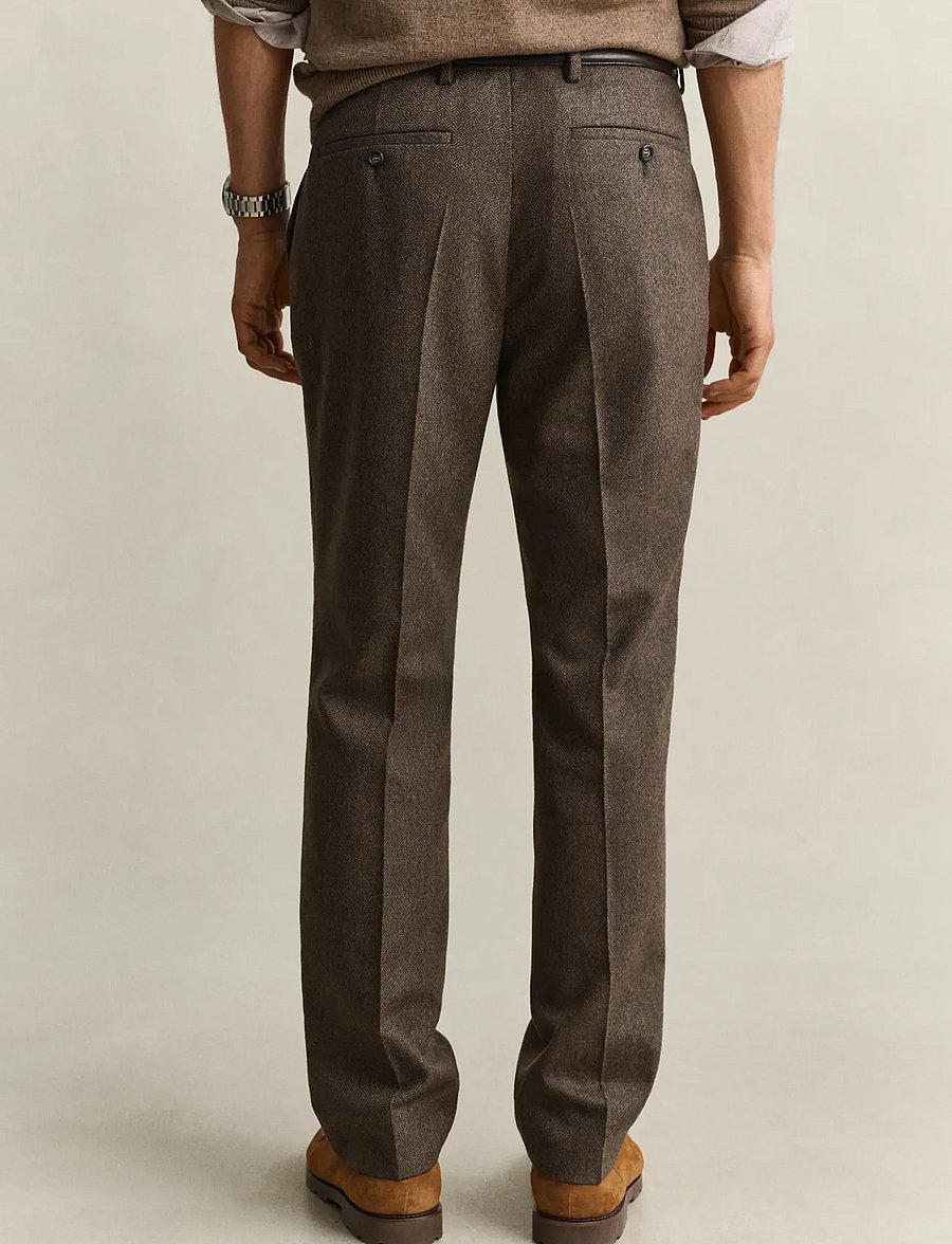 Gant - WOOL HERRINGBONE SUIT PANTS - suit trousers - black brown - 2
