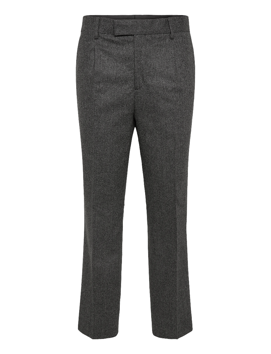 Gant - WOOL HERRINGBONE SUIT PANTS - anzugshosen - black grey - 0