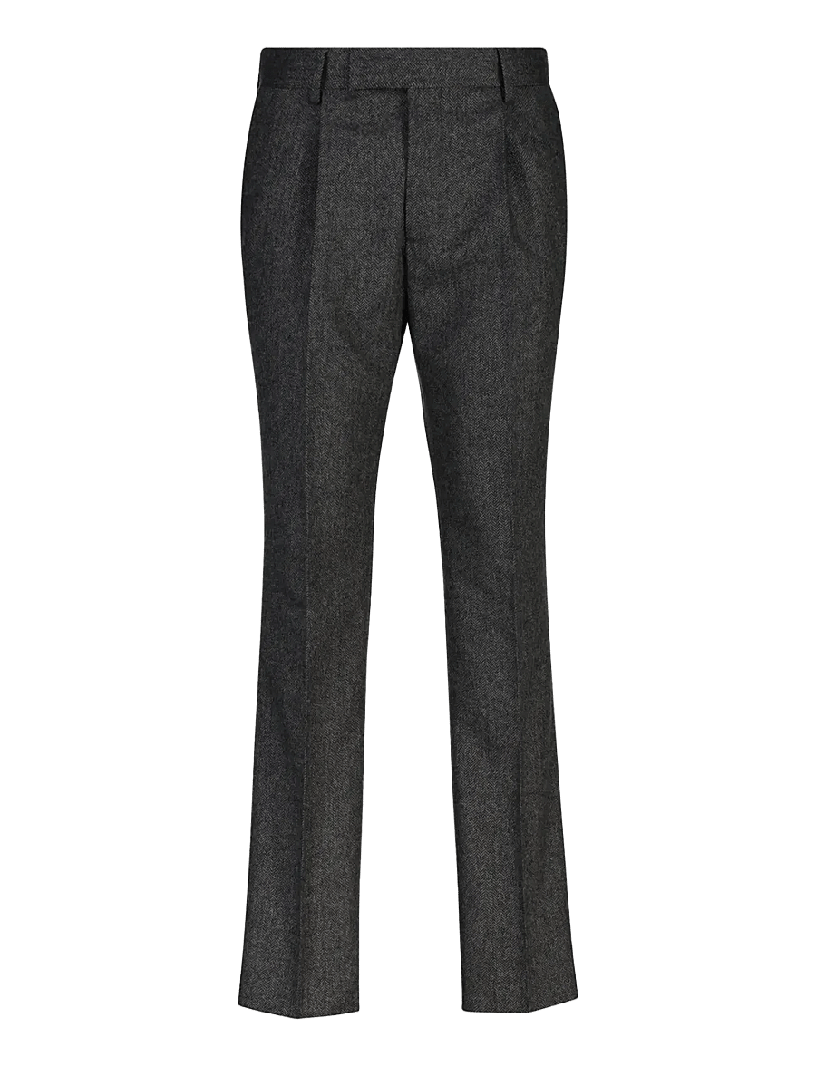 Gant - WOOL HERRINGBONE SUIT PANTS - kostymbyxor - black grey - 0