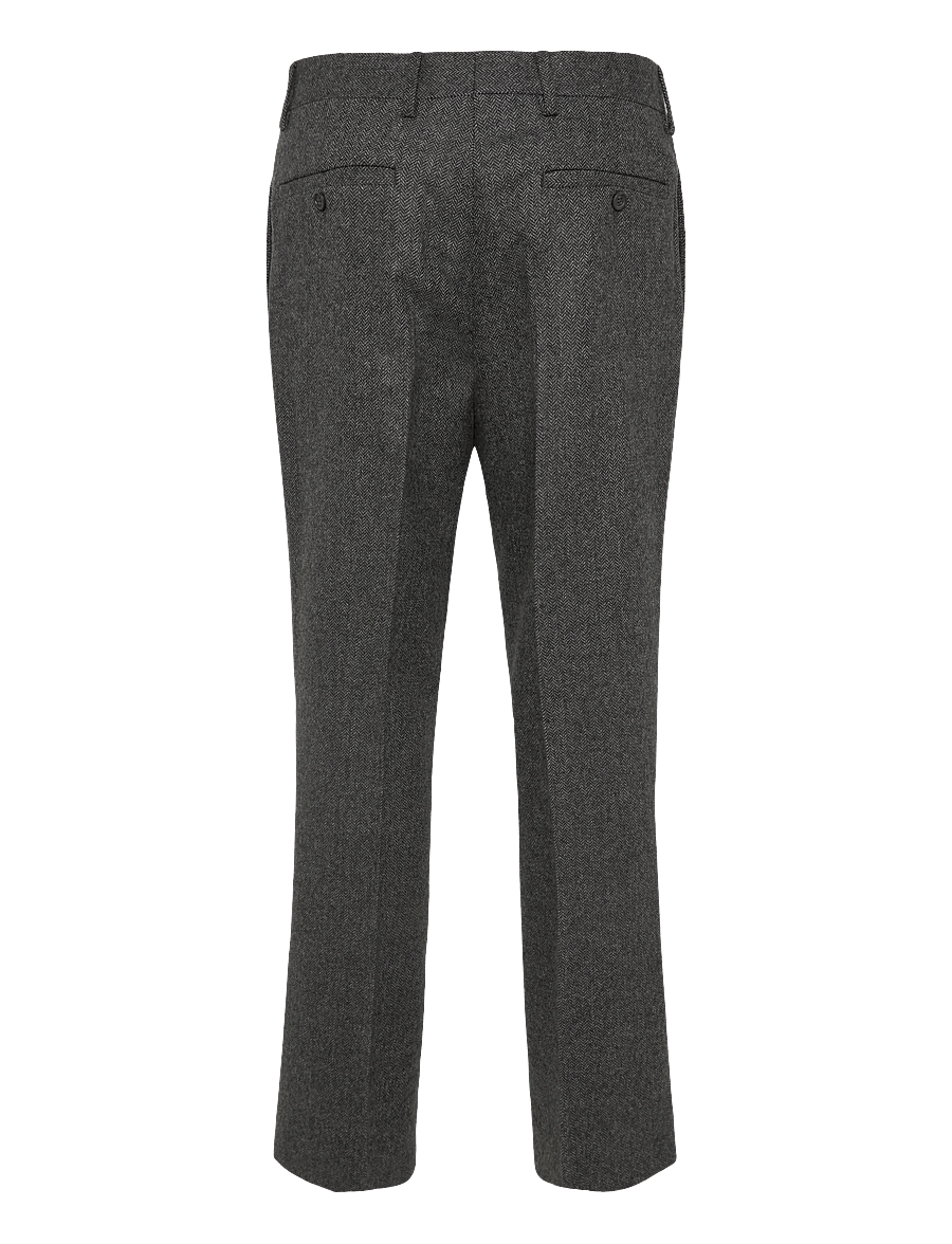 Gant - WOOL HERRINGBONE SUIT PANTS - anzugshosen - black grey - 1