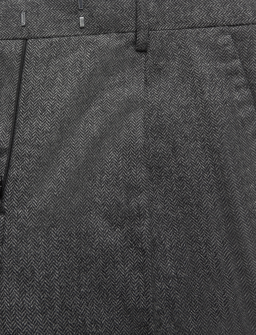 Gant - WOOL HERRINGBONE SUIT PANTS - anzugshosen - black grey - 2