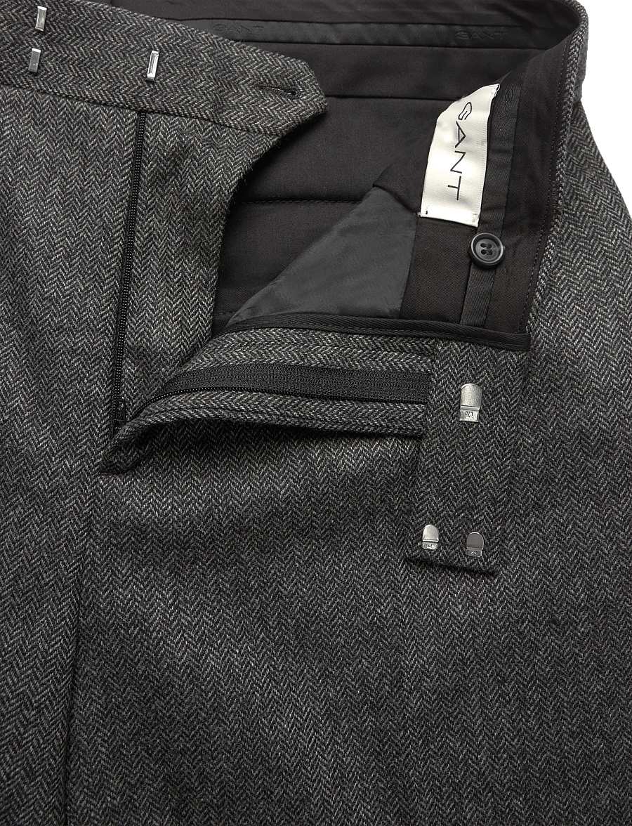 Gant - WOOL HERRINGBONE SUIT PANTS - anzugshosen - black grey - 3