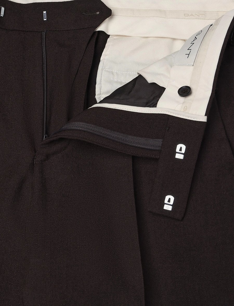 Gant - WOOL SUIT PANTS - lietišķā stila bikses - shadow brown - 3