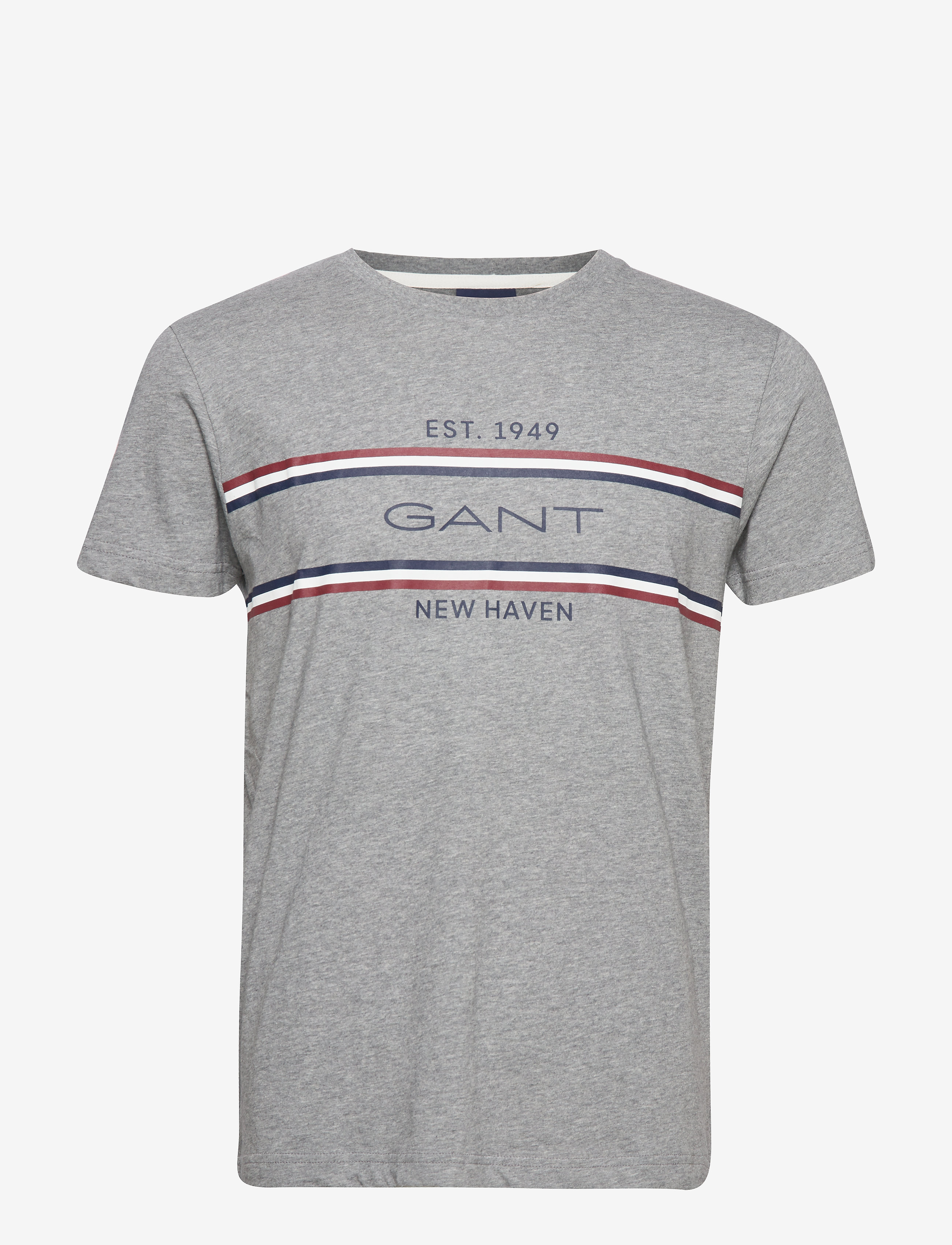 GANT - SMU. GANT STRIPE SS T-SHIRT - grey melange - 0