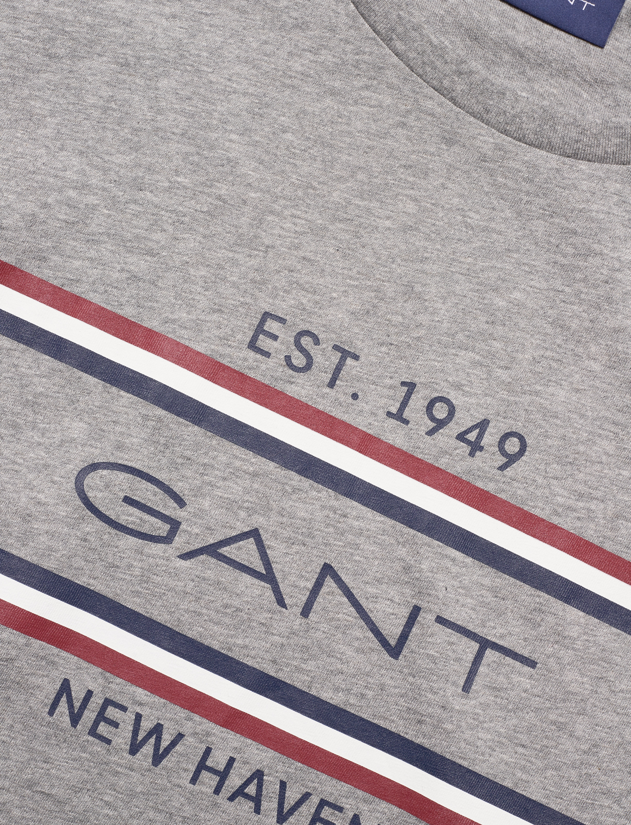 GANT - SMU. GANT STRIPE SS T-SHIRT - grey melange - 2