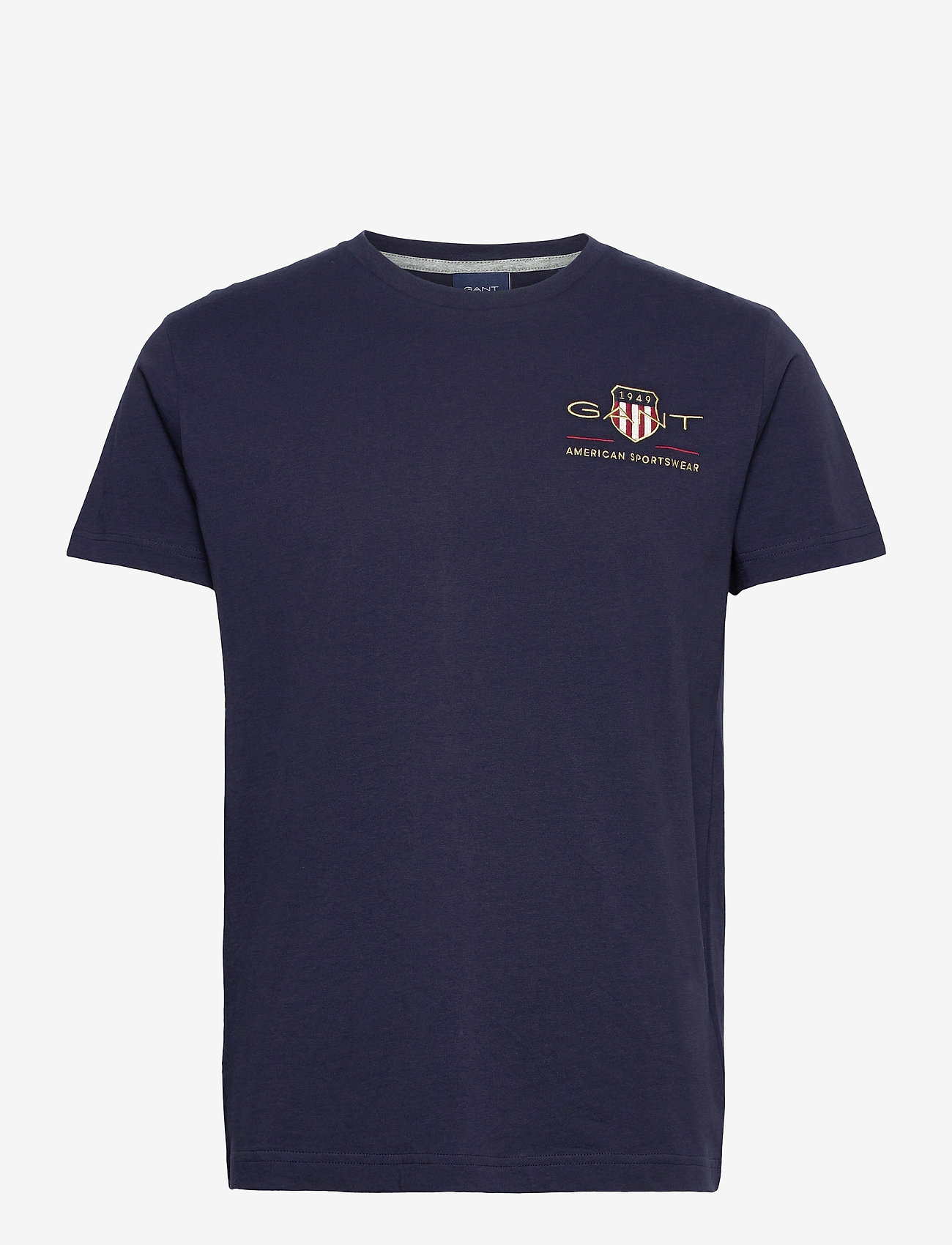 GANT - ARCHIVE SHIELD EMB SS T-SHIRT - short-sleeved t-shirts - evening blue - 0