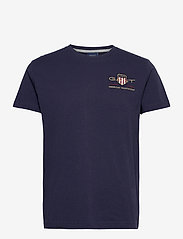 GANT - ARCHIVE SHIELD EMB SS T-SHIRT - short-sleeved t-shirts - evening blue - 0