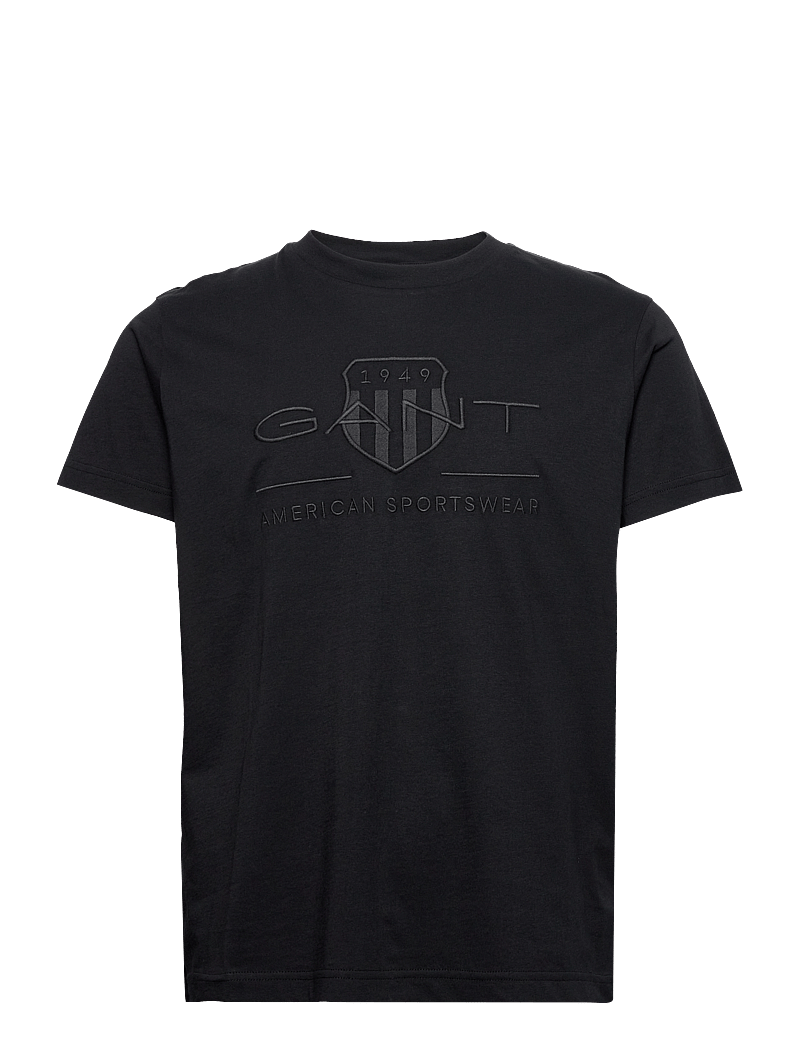 GANT - REG TONAL SHIELD SS T-SHIRT - kortærmede t-shirts - black - 1