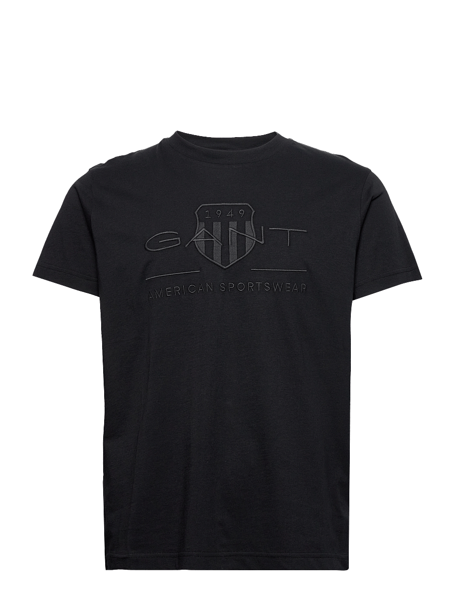 Gant - REG TONAL SHIELD SS T-SHIRT - marškinėliai trumpomis rankovėmis - black - 1