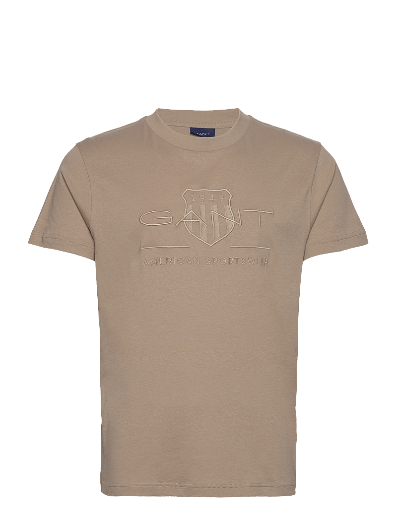 GANT - REG TONAL SHIELD SS T-SHIRT - lühikeste varrukatega t-särgid - concrete beige - 1