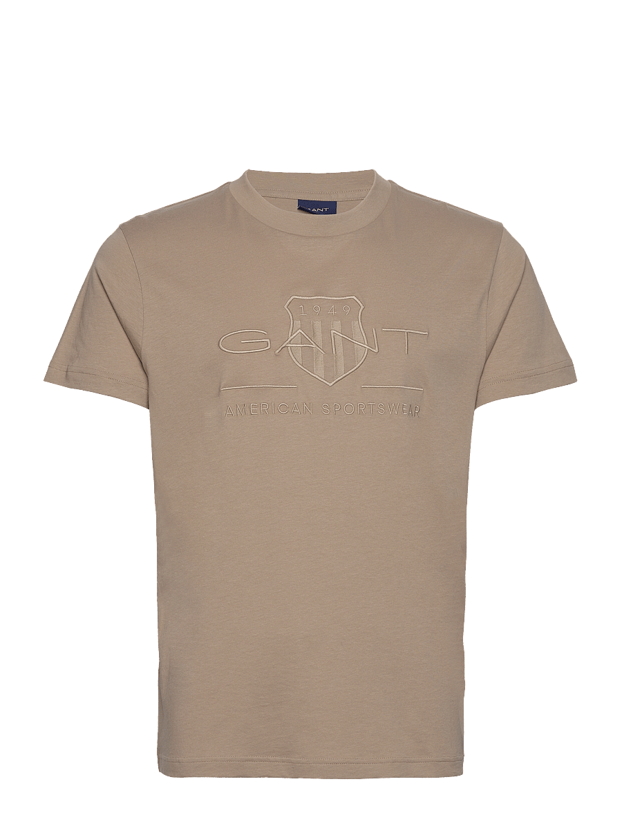Gant - REG TONAL SHIELD SS T-SHIRT - t-shirts à manches courtes - concrete beige - 1