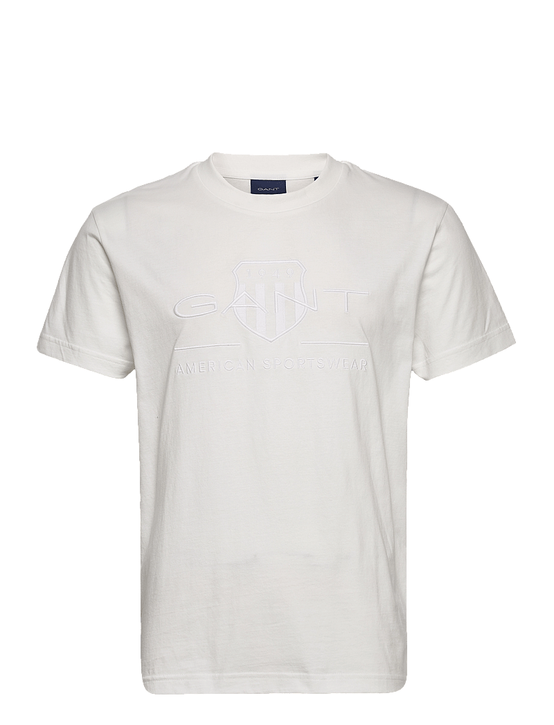 GANT - REG TONAL SHIELD SS T-SHIRT - lühikeste varrukatega t-särgid - eggshell - 1