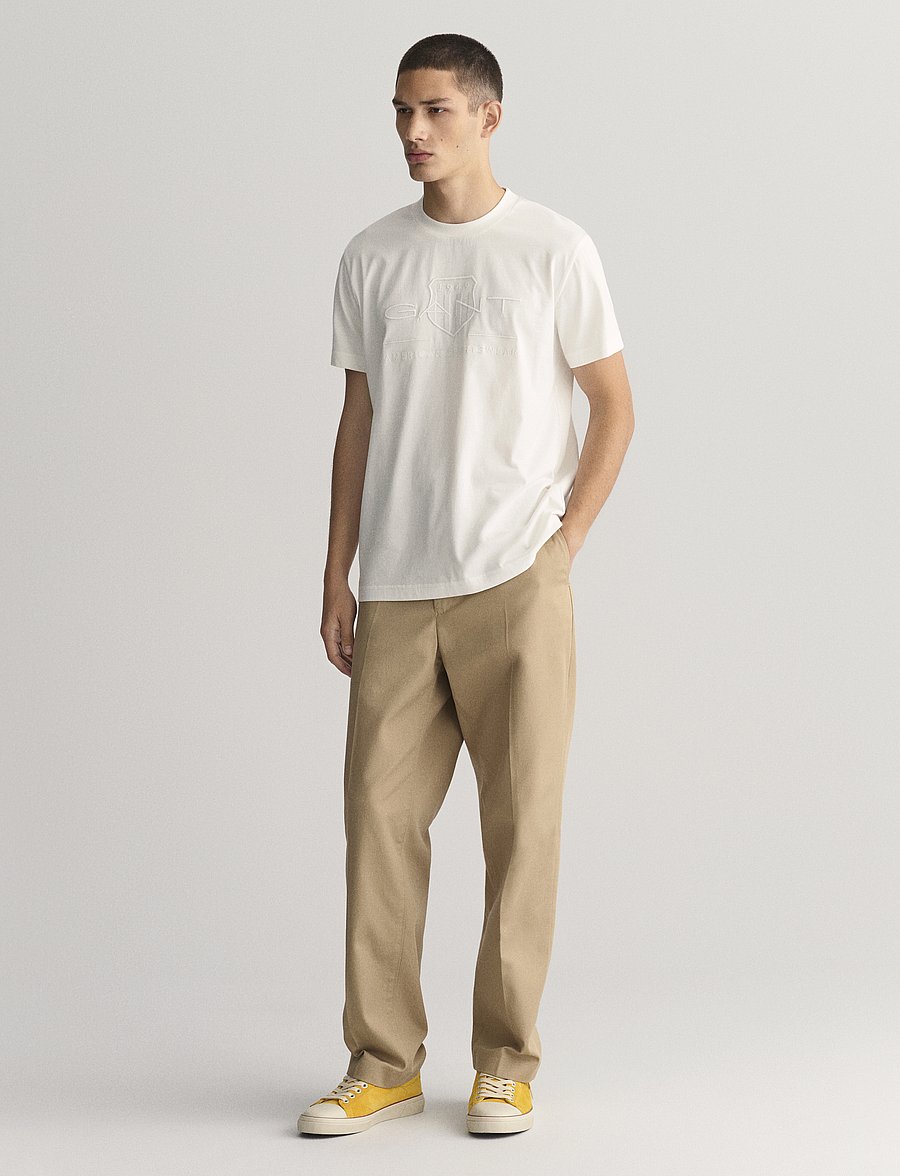 Gant - REG TONAL SHIELD SS T-SHIRT - t-shirts à manches courtes - eggshell - 5