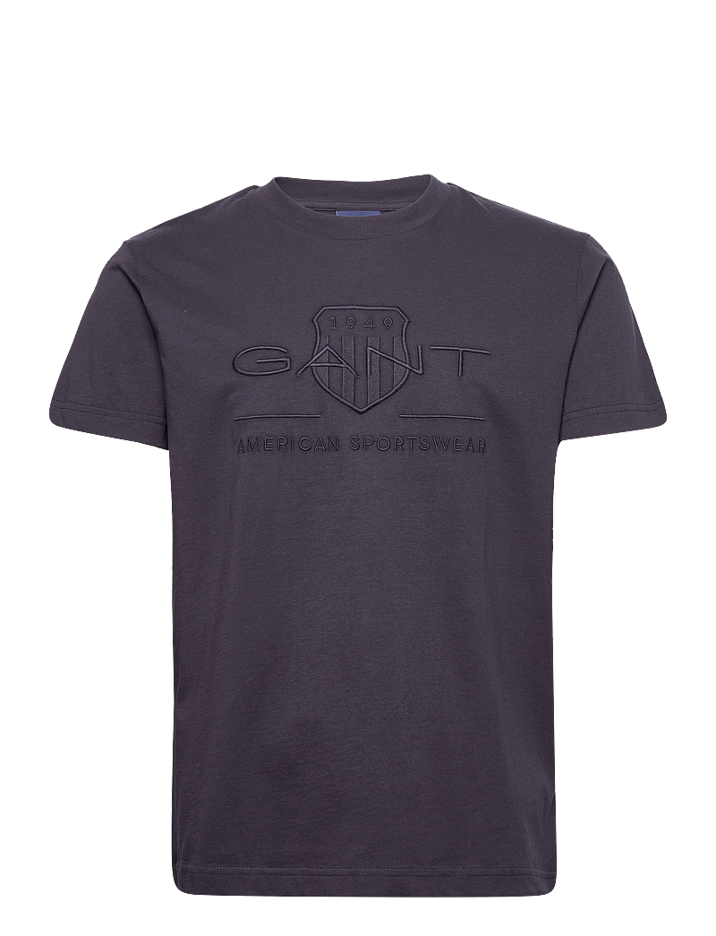 GANT - REG TONAL SHIELD SS T-SHIRT - kortärmade t-shirts - evening blue - 1