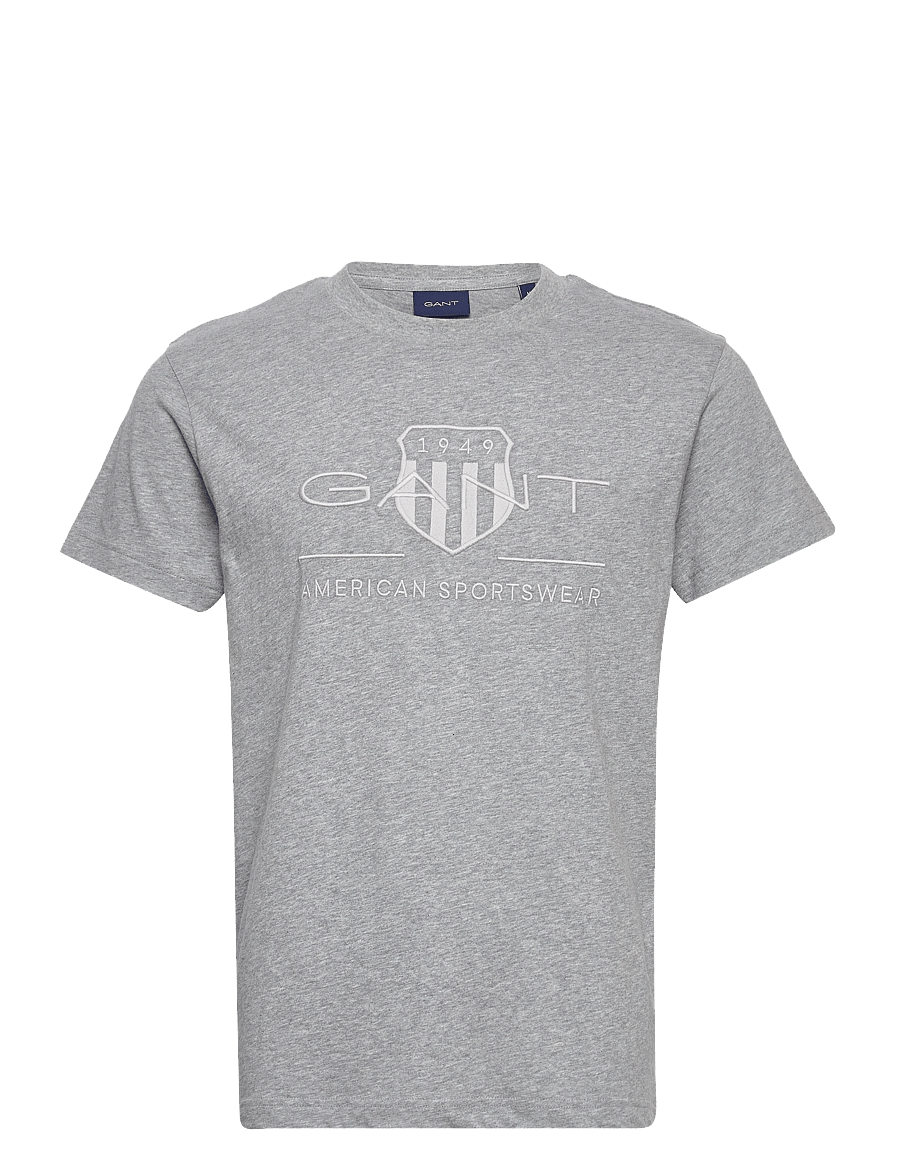 Gant - REG TONAL SHIELD SS T-SHIRT - t-shirts à manches courtes - grey melange - 1