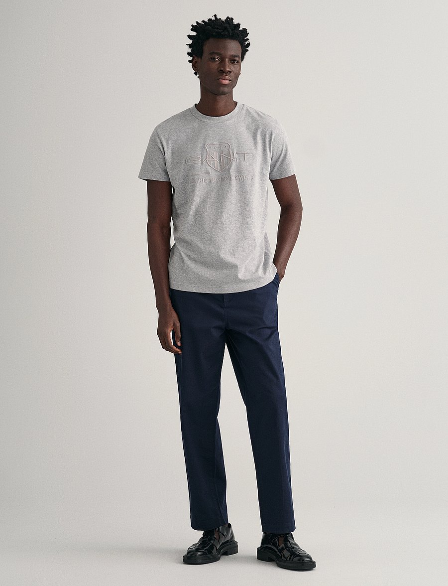 Gant - REG TONAL SHIELD SS T-SHIRT - t-shirts à manches courtes - grey melange - 5
