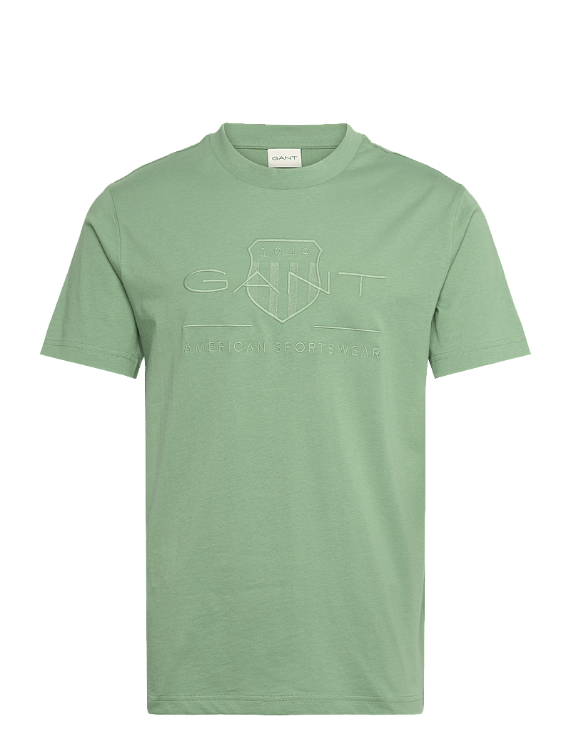 GANT - REG TONAL SHIELD SS T-SHIRT - kortærmede t-shirts - kalamata green - 0