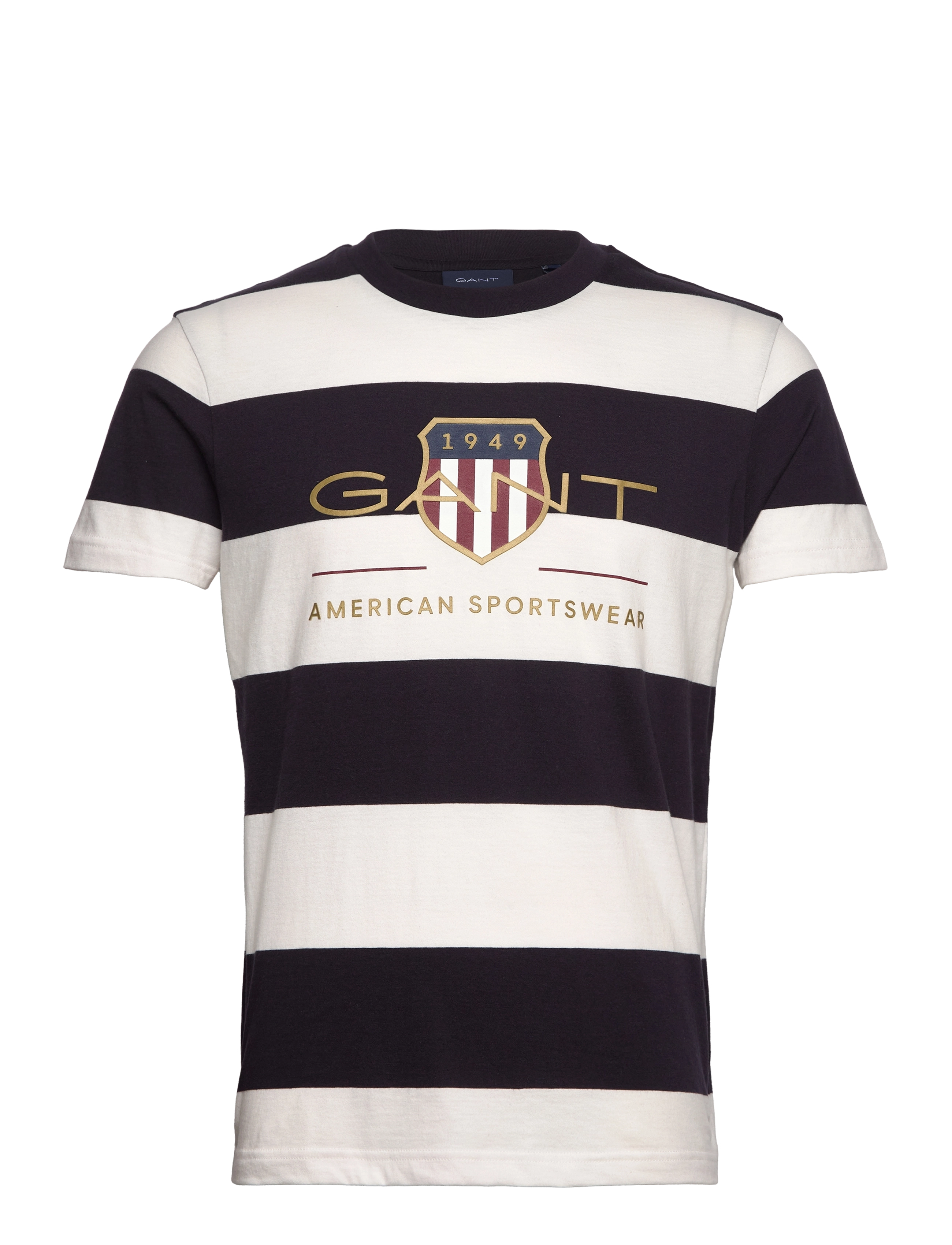 GANT - D1. BAR STRIPE ARCHIVE SHIELD TEE - eggshell - 0