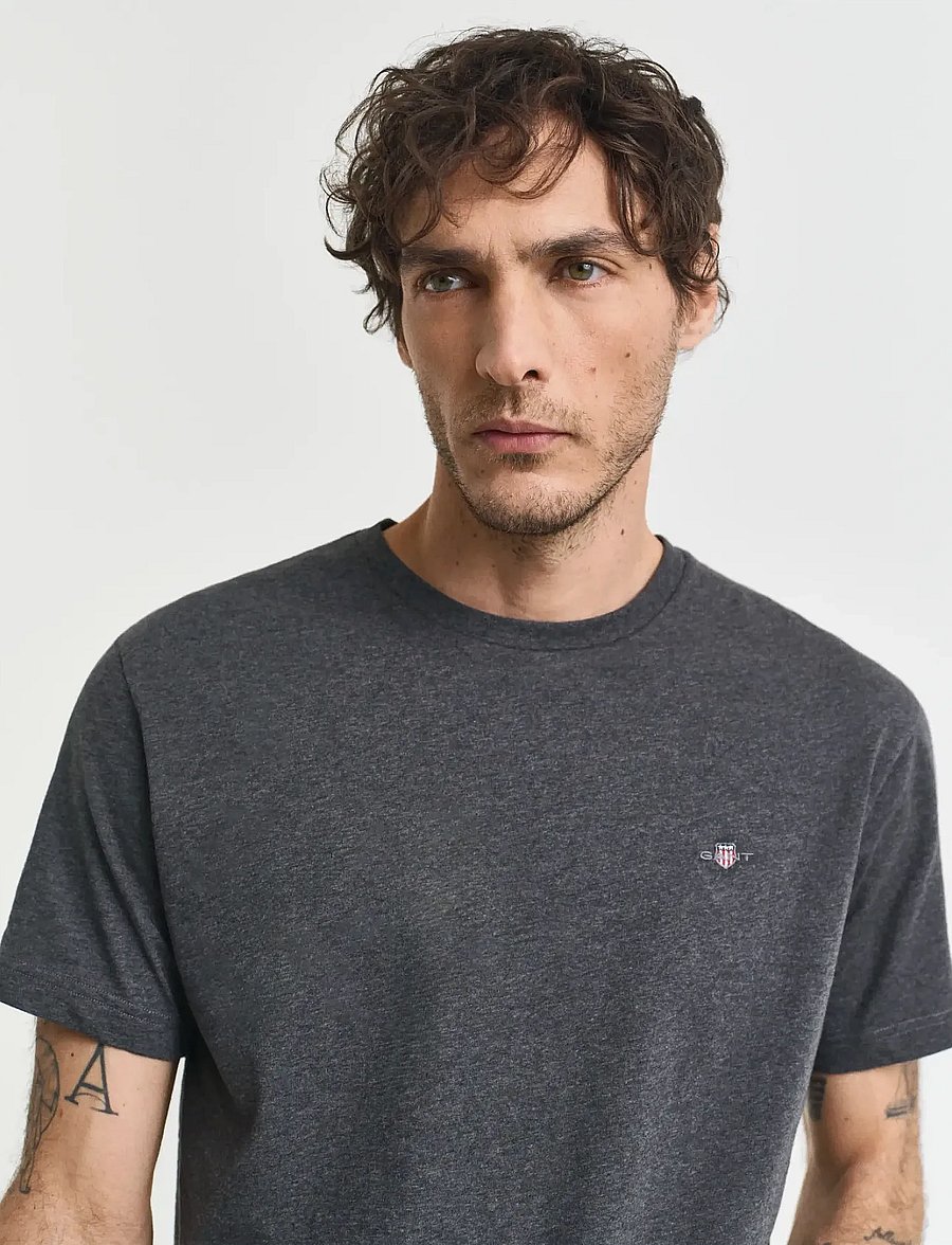 Gant - Shield T-Shirt - kurzärmelige t-shirts - antracit melange - 4