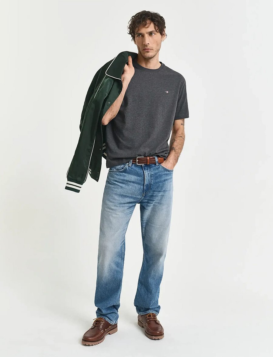 Gant - Shield T-Shirt - kurzärmelige t-shirts - antracit melange - 5