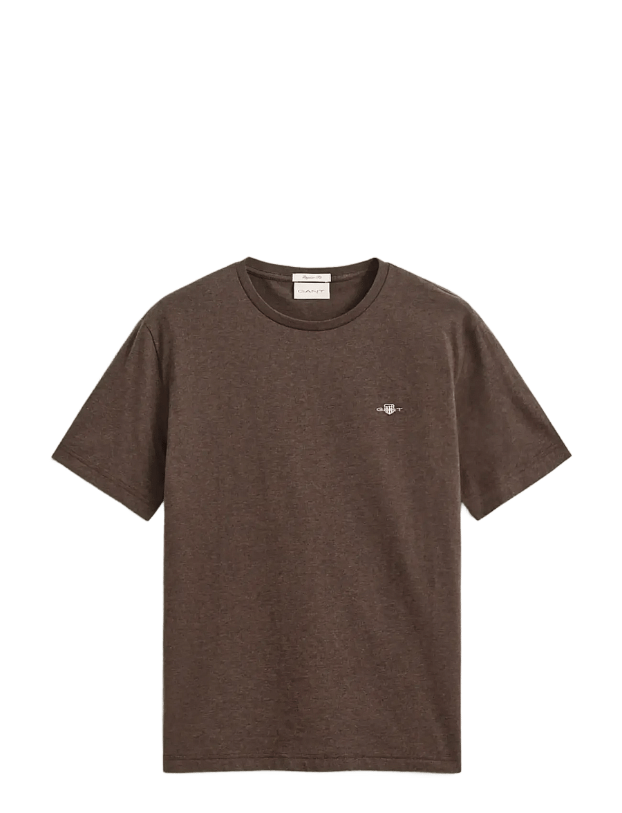 Gant - Shield T-Shirt - kortärmade t-shirts - black brown melange - 0