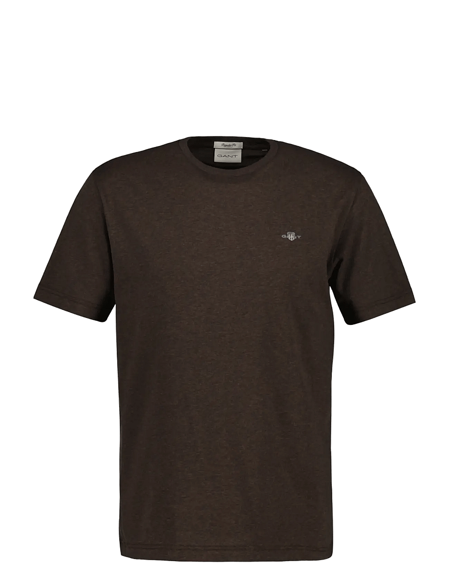 Gant - Shield T-Shirt - kortärmade t-shirts - black brown melange - 0