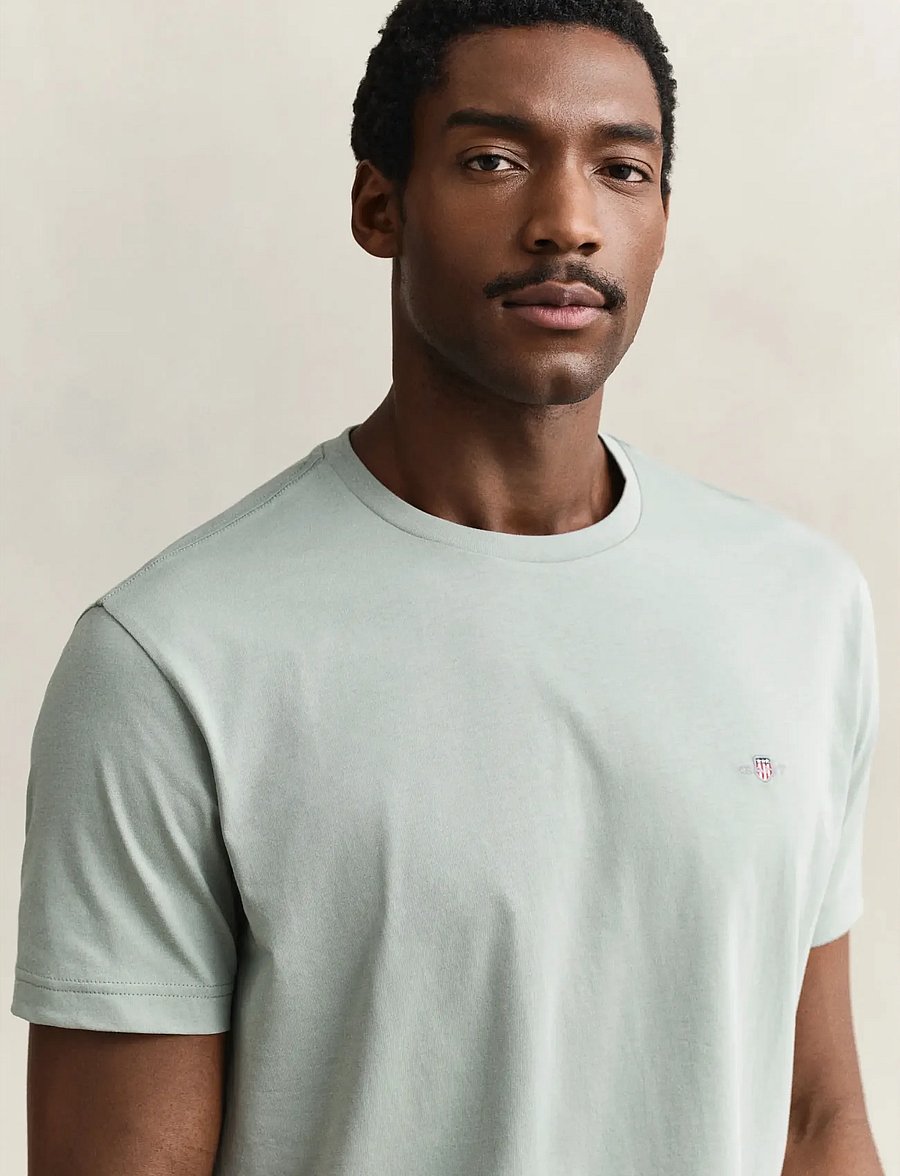 Gant - REG SHIELD SS T-SHIRT - kurzärmelige t-shirts - ceramic grey - 3