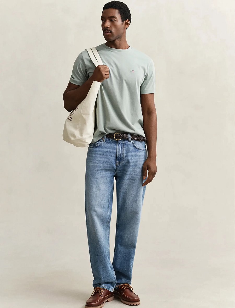 Gant - REG SHIELD SS T-SHIRT - kurzärmelige t-shirts - ceramic grey - 4