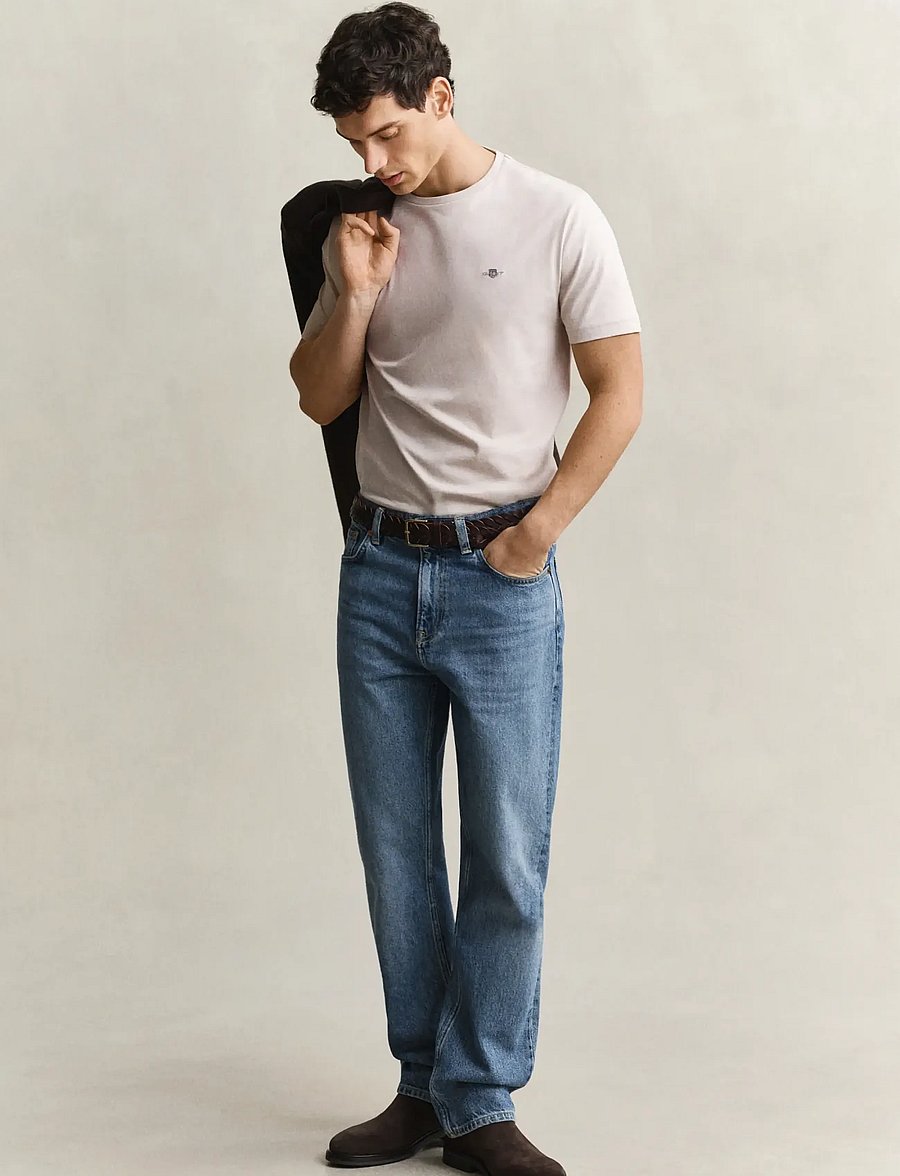 Gant - REG SHIELD SS T-SHIRT - kortærmede t-shirts - clay beige - 4