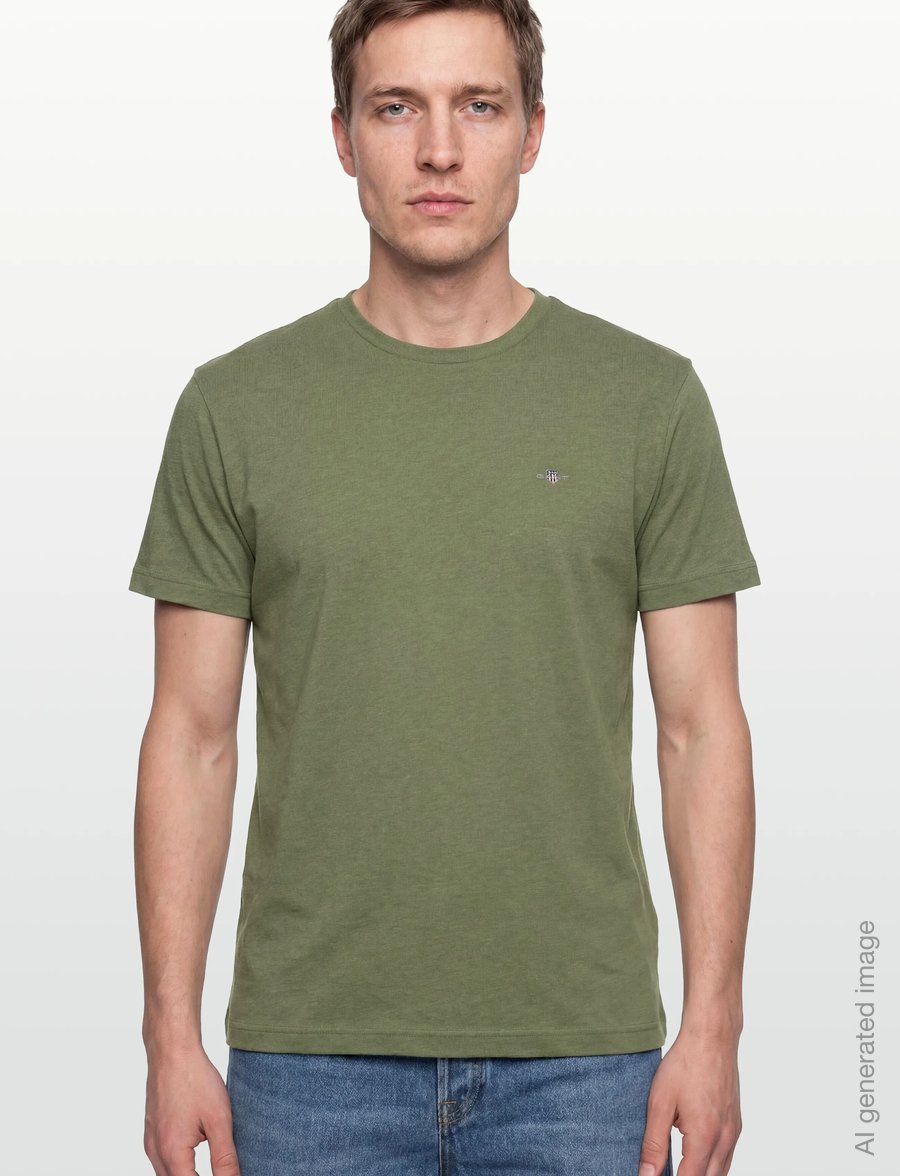 Gant - Shield T-Shirt - kortærmede t-shirts - dark cactus melange - 3
