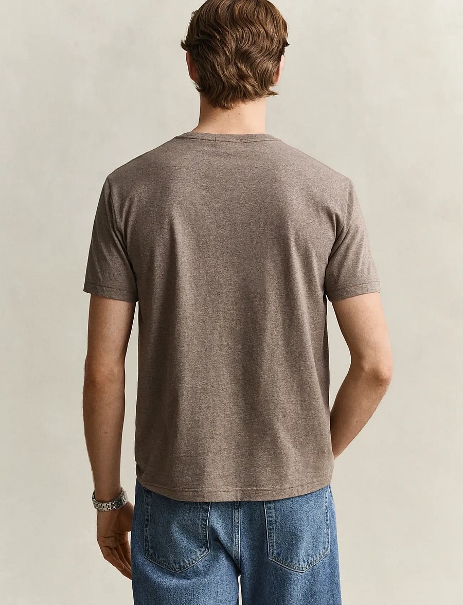 Gant - REG SHIELD SS T-SHIRT - kortærmede t-shirts - dark hazelnut melange - 2