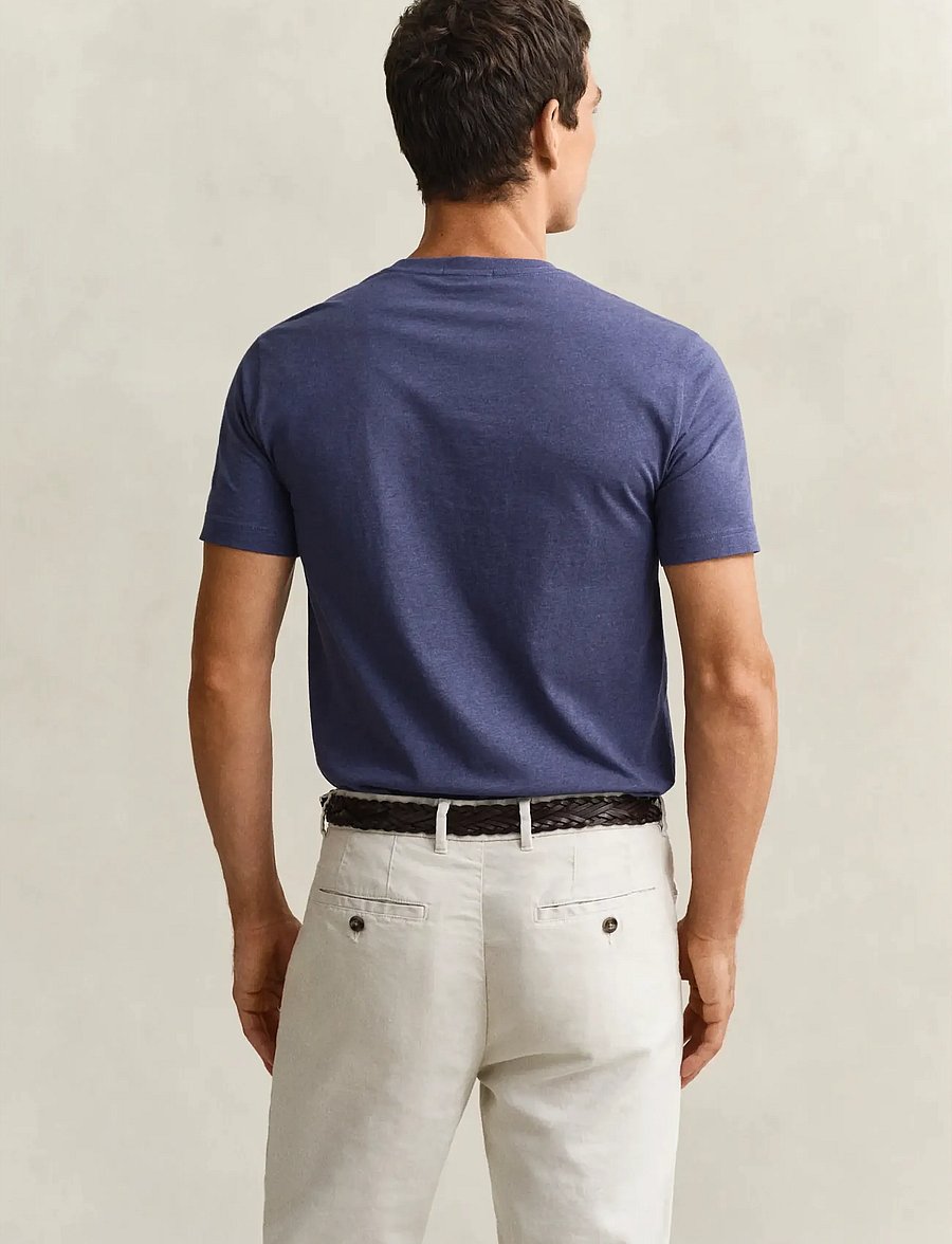 Gant - REG SHIELD SS T-SHIRT - kortærmede t-shirts - dark jeansblue melange - 3