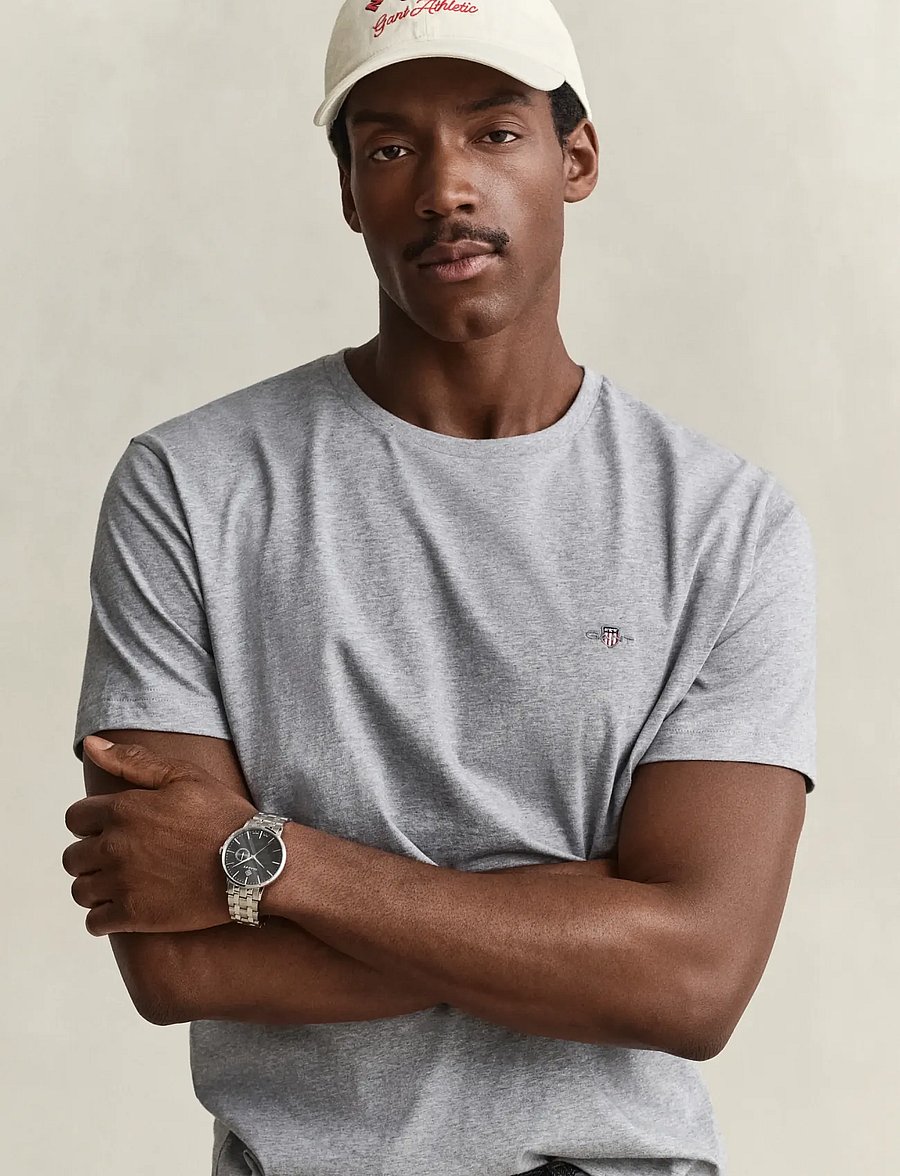 Gant - Shield T-Shirt - kurzärmelige t-shirts - grey melange - 4