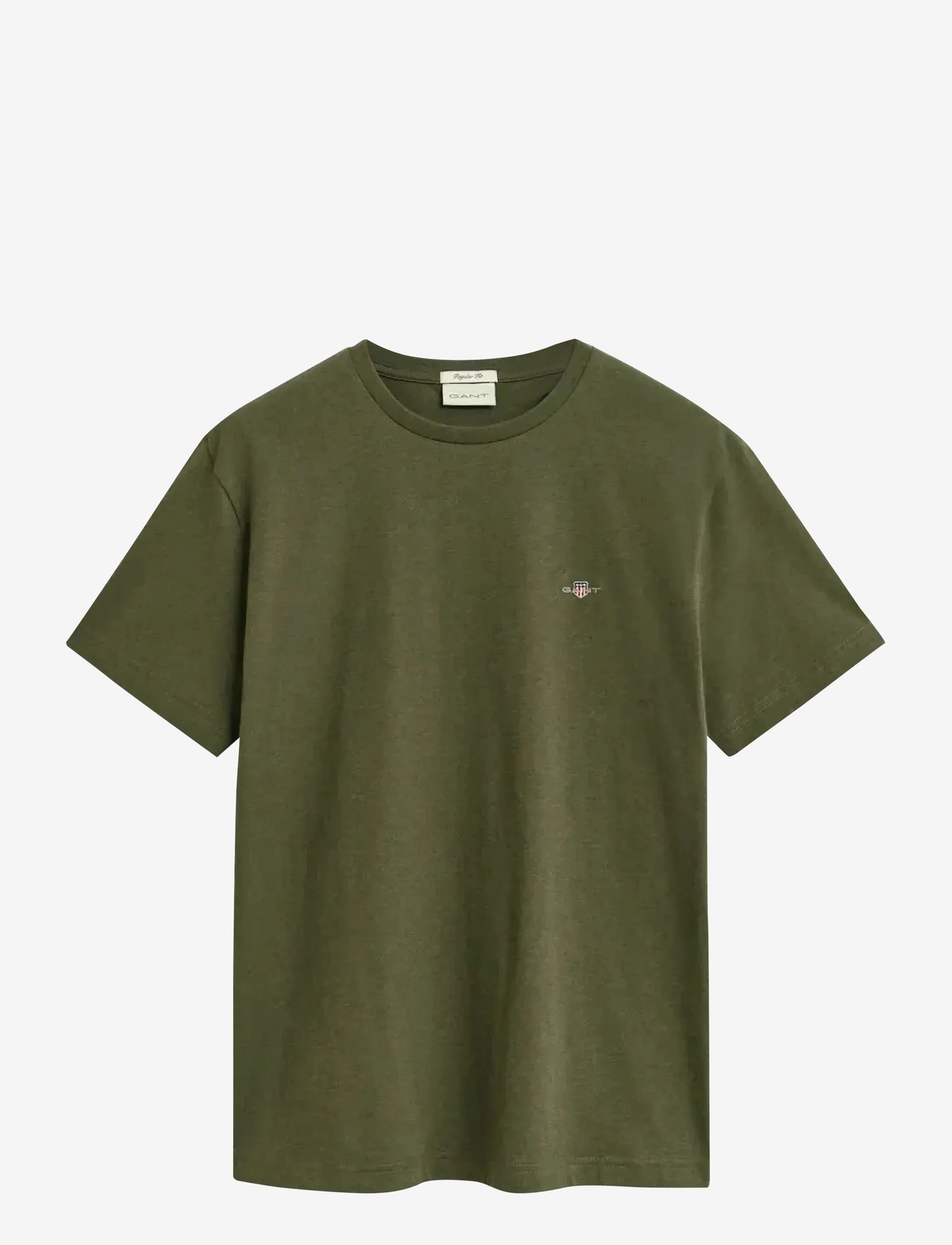 GANT - REG SHIELD SS T-SHIRT - t-shirts - khaki green mel - 1