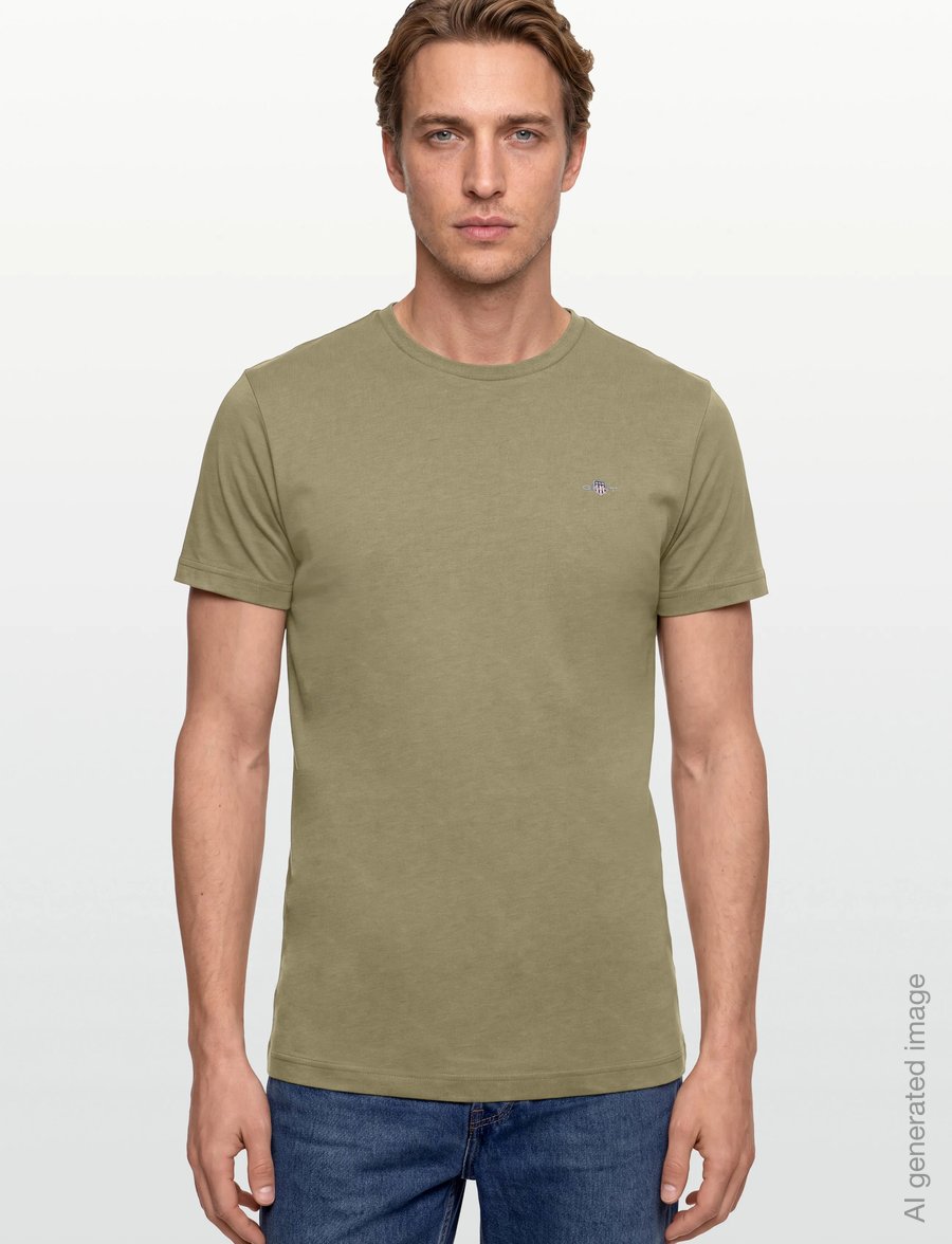 Gant - REG SHIELD SS T-SHIRT - kortærmede t-shirts - light taupe - 3