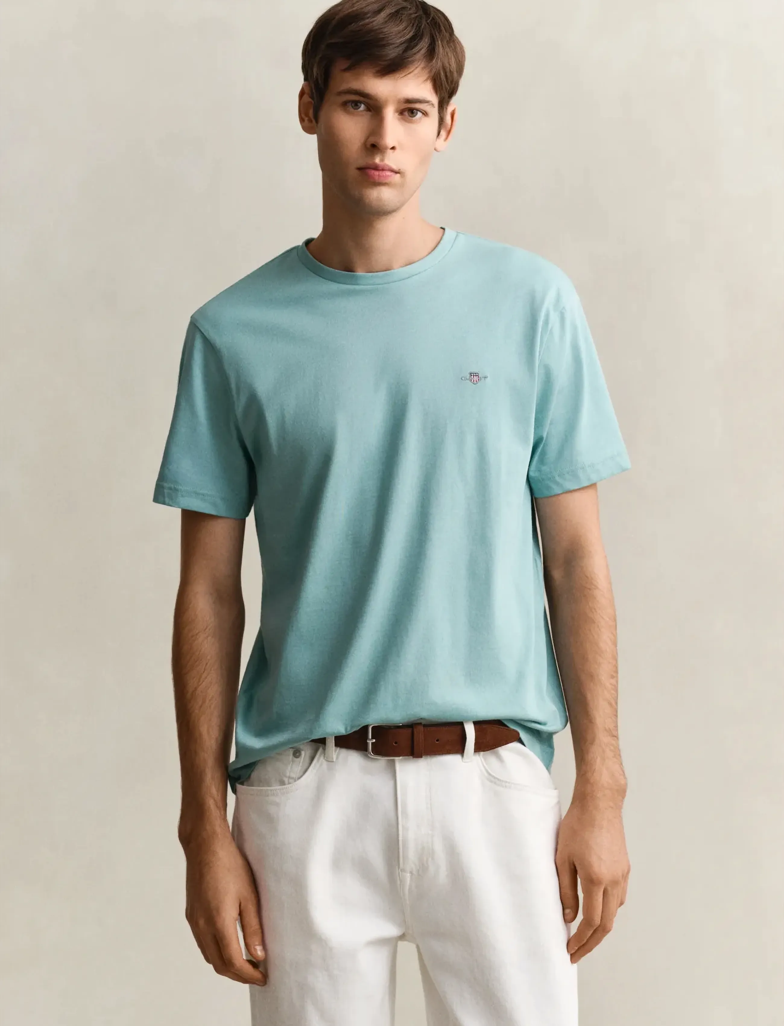 Gant REG SHIELD SS T-SHIRT - Gant - MUTED TURQUOISE / blue