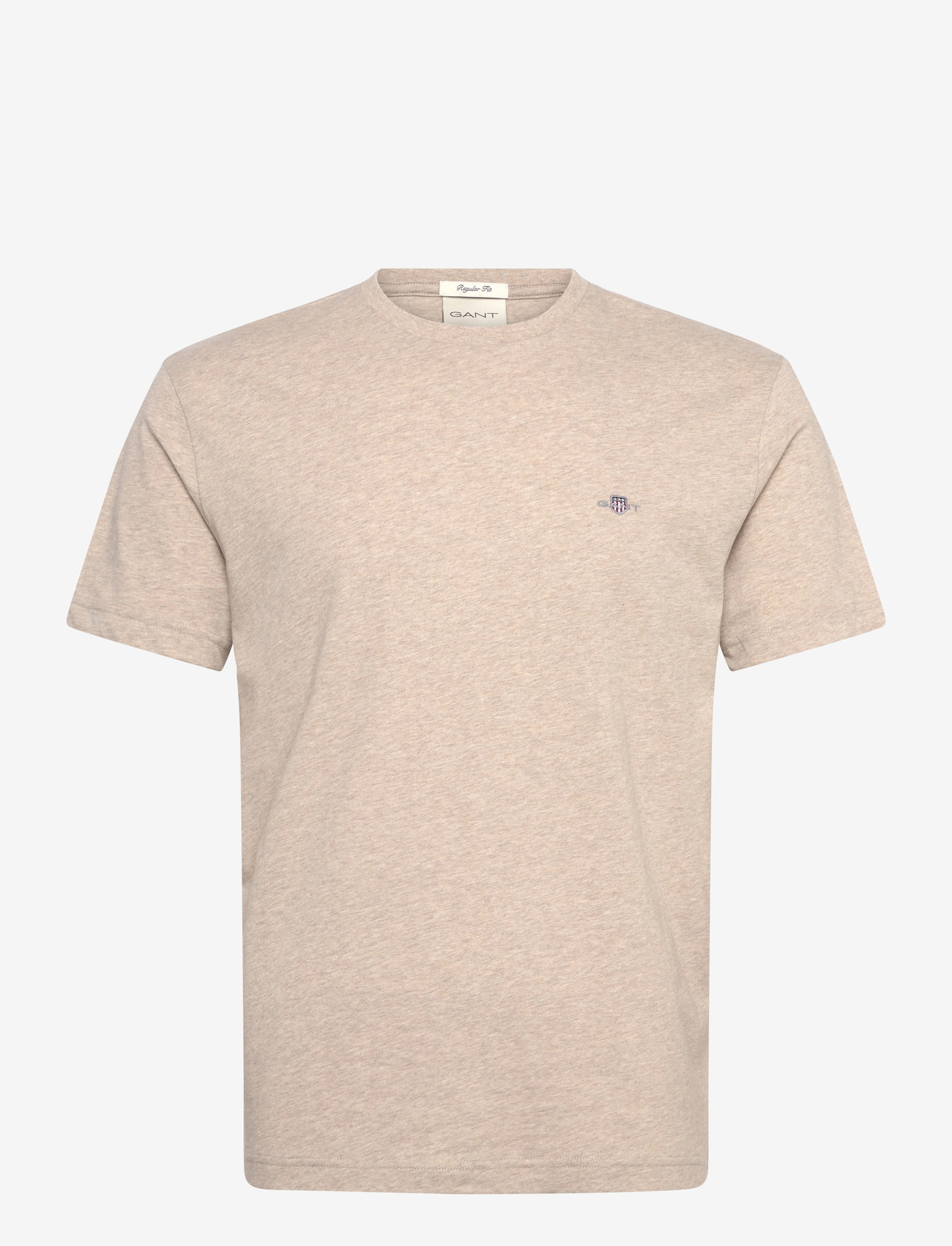 Gant - REG SHIELD SS T-SHIRT - kortærmede t-shirts - oat melange - 1