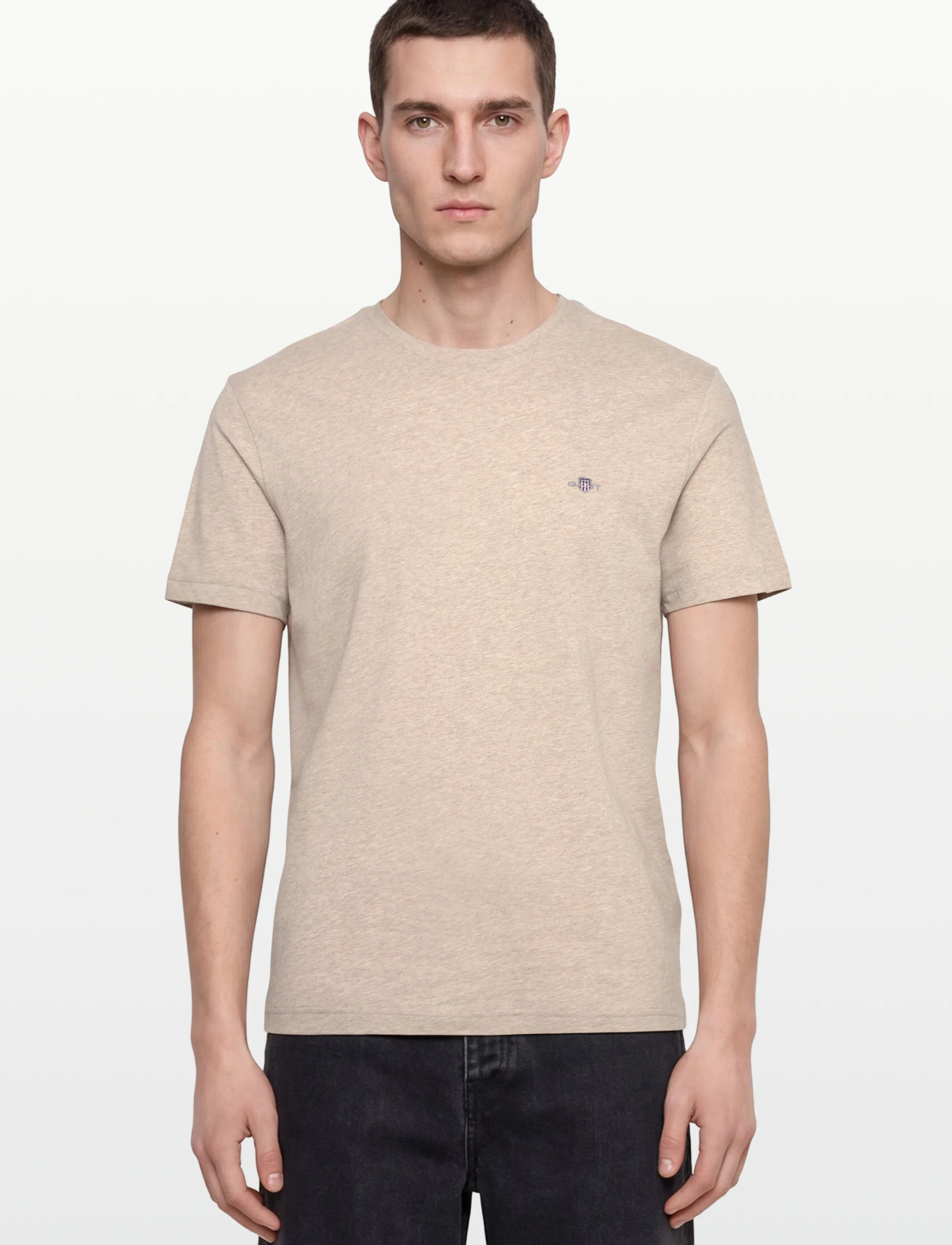 Gant REG SHIELD SS T-SHIRT - Gant - OAT MELANGE / beige