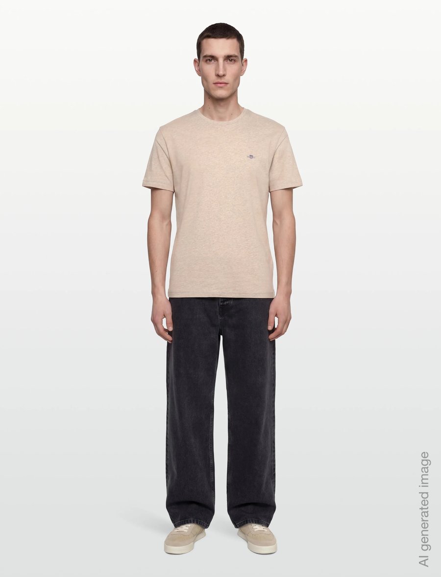 Gant - Shield T-Shirt - kurzärmelige t-shirts - oat melange - 3
