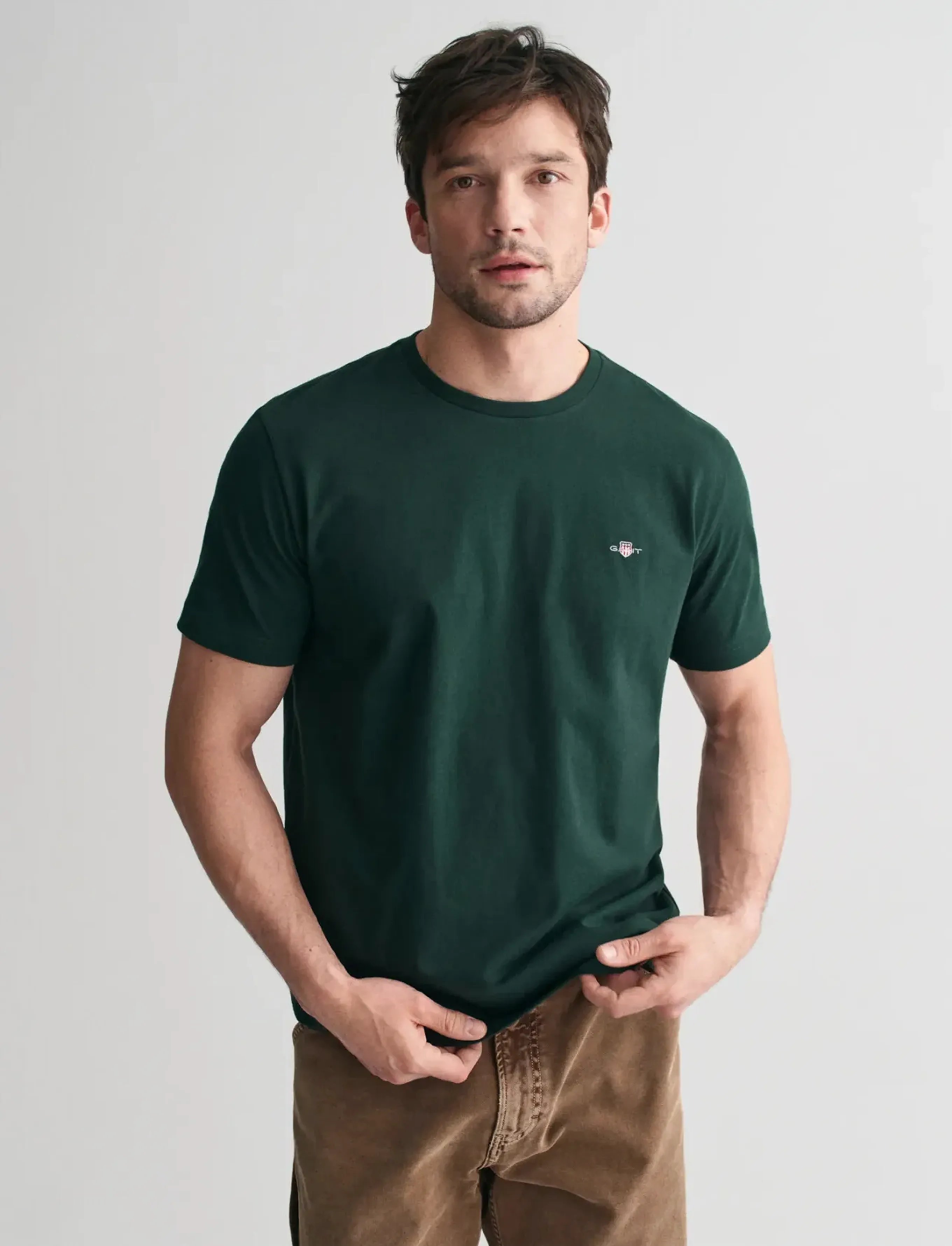 Gant REG SHIELD SS T-SHIRT - Gant - TARTAN GREEN / green