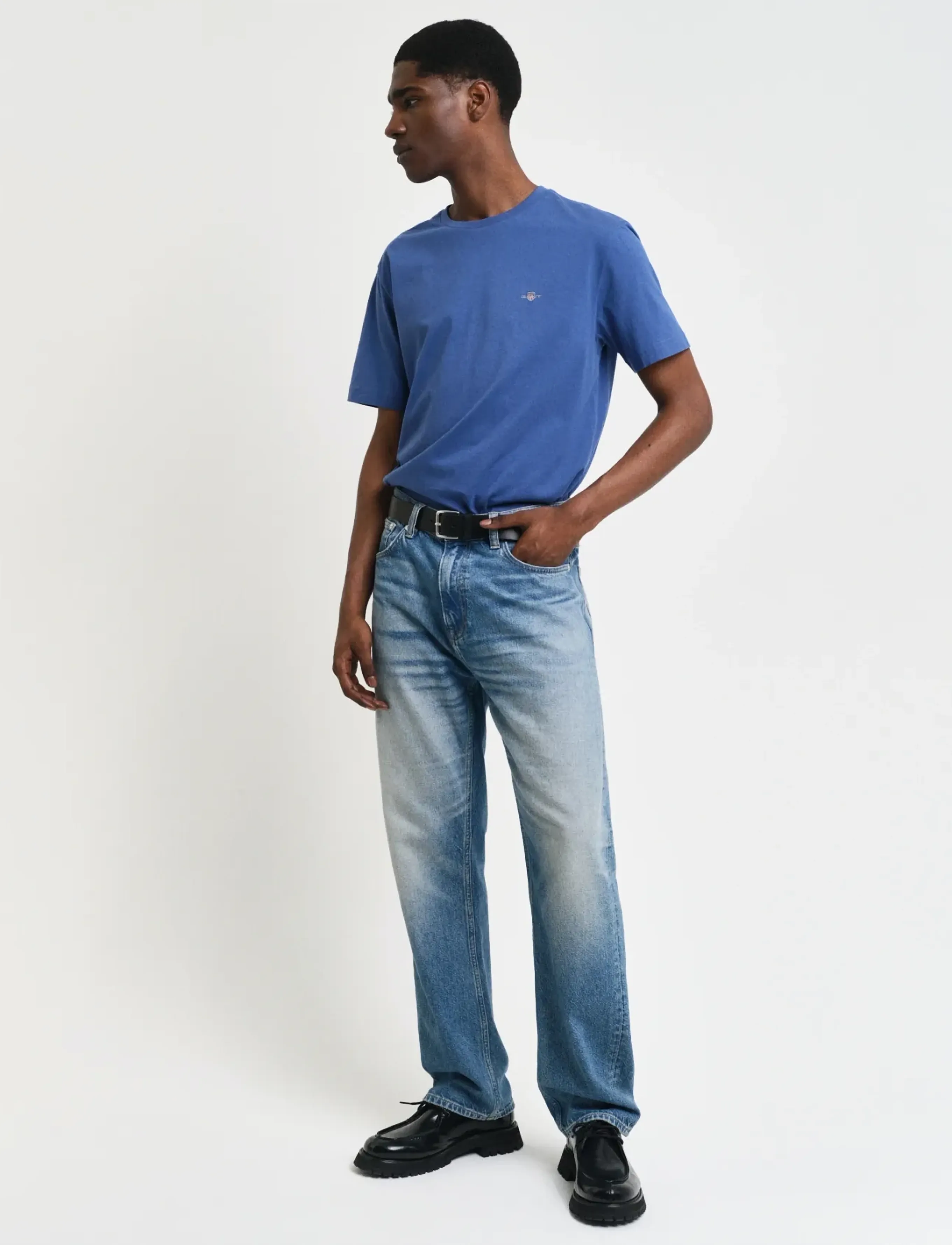Gant - Shield T-Shirt - kortärmade t-shirts - vintage blue - 5